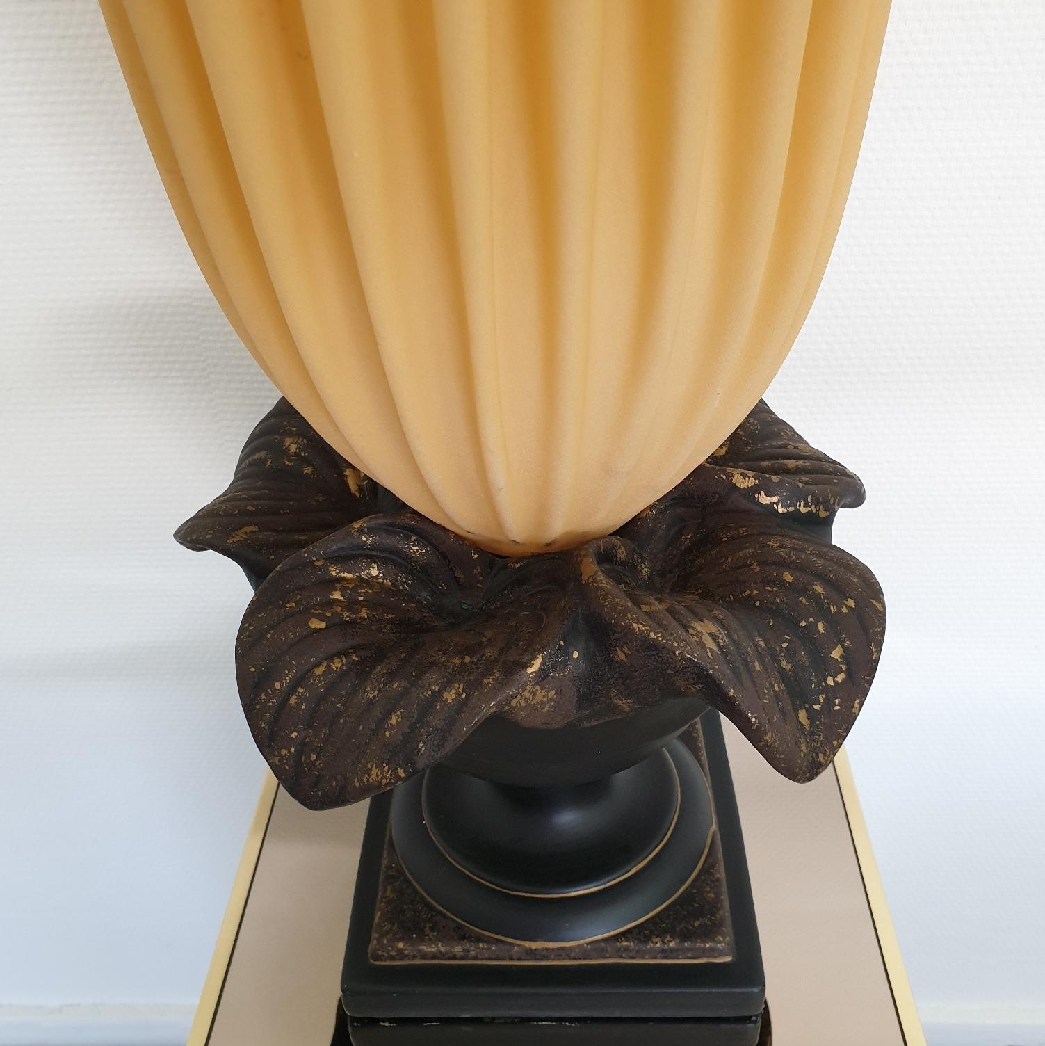 Hollywood Regency Large Flaming Torch Table Lamp by Georgia Jacob, 1970s For Sale