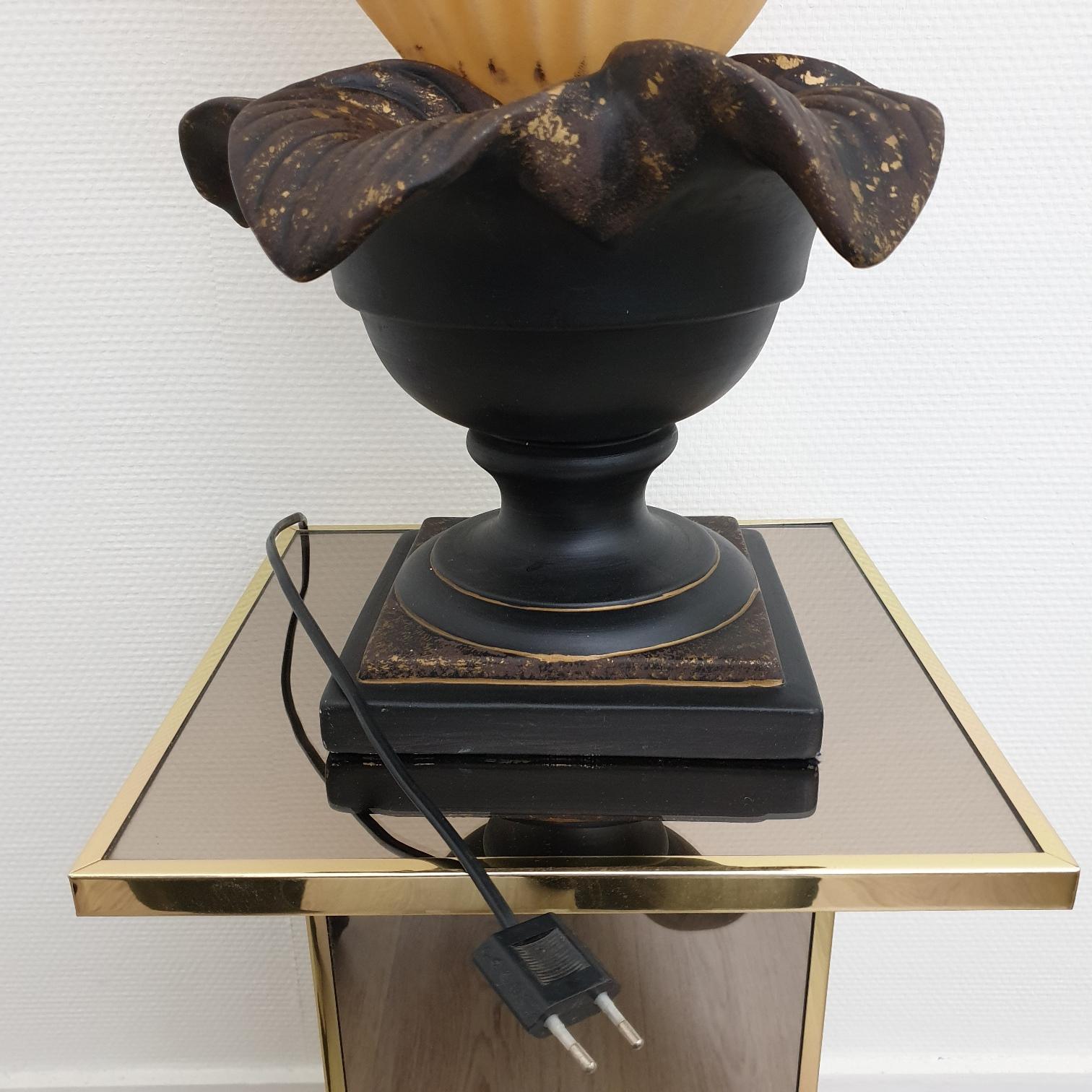 Lacquered Large Flaming Torch Table Lamp by Georgia Jacob, 1970s For Sale