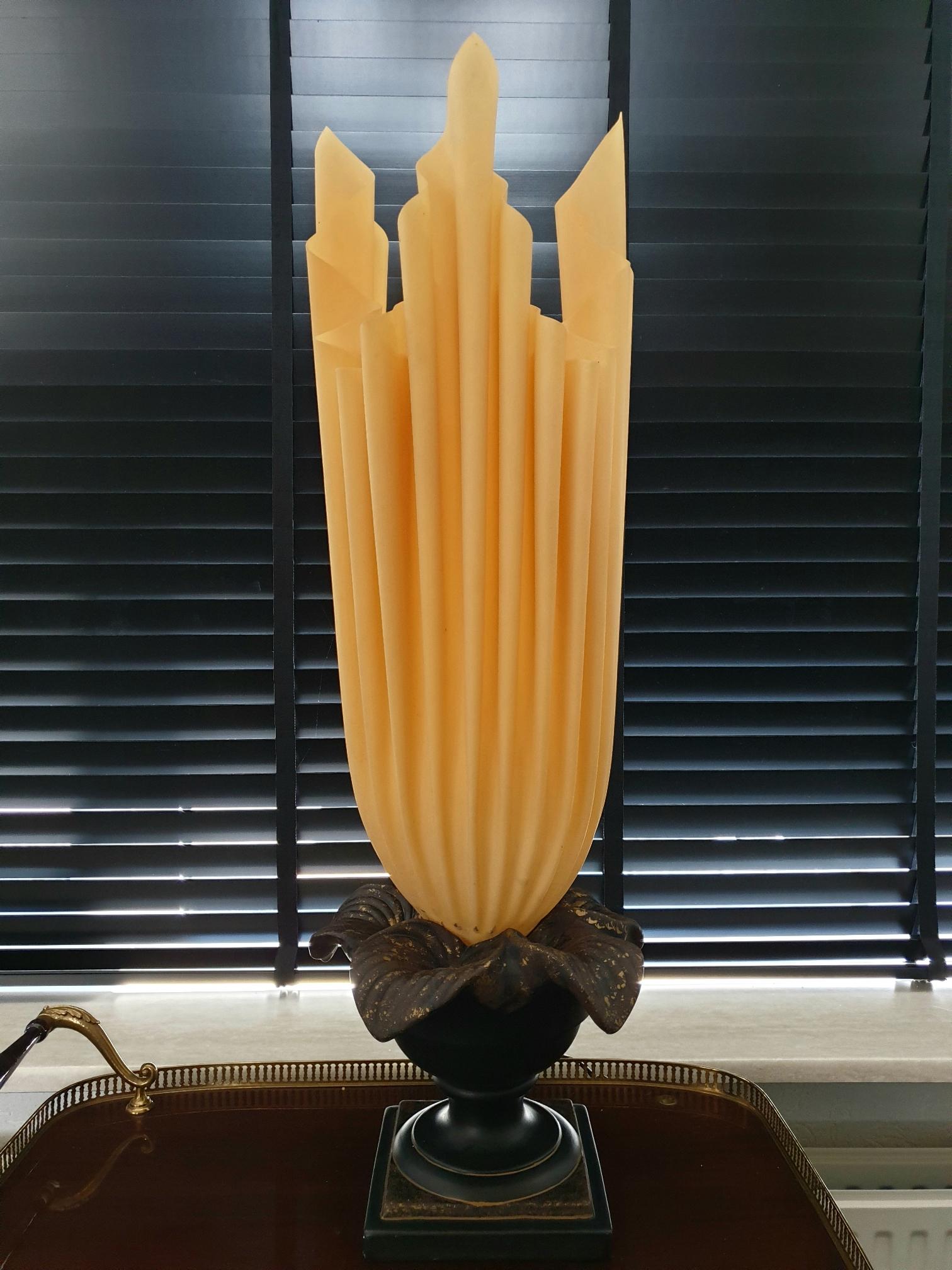 Large Flaming Torch Table Lamp by Georgia Jacob, 1970s In Good Condition For Sale In Valkenswaard, NL