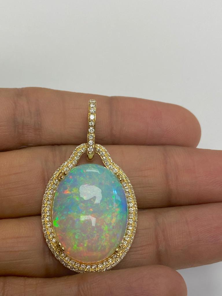 Contemporary Goshwara Oval Opal And Diamond Pendant