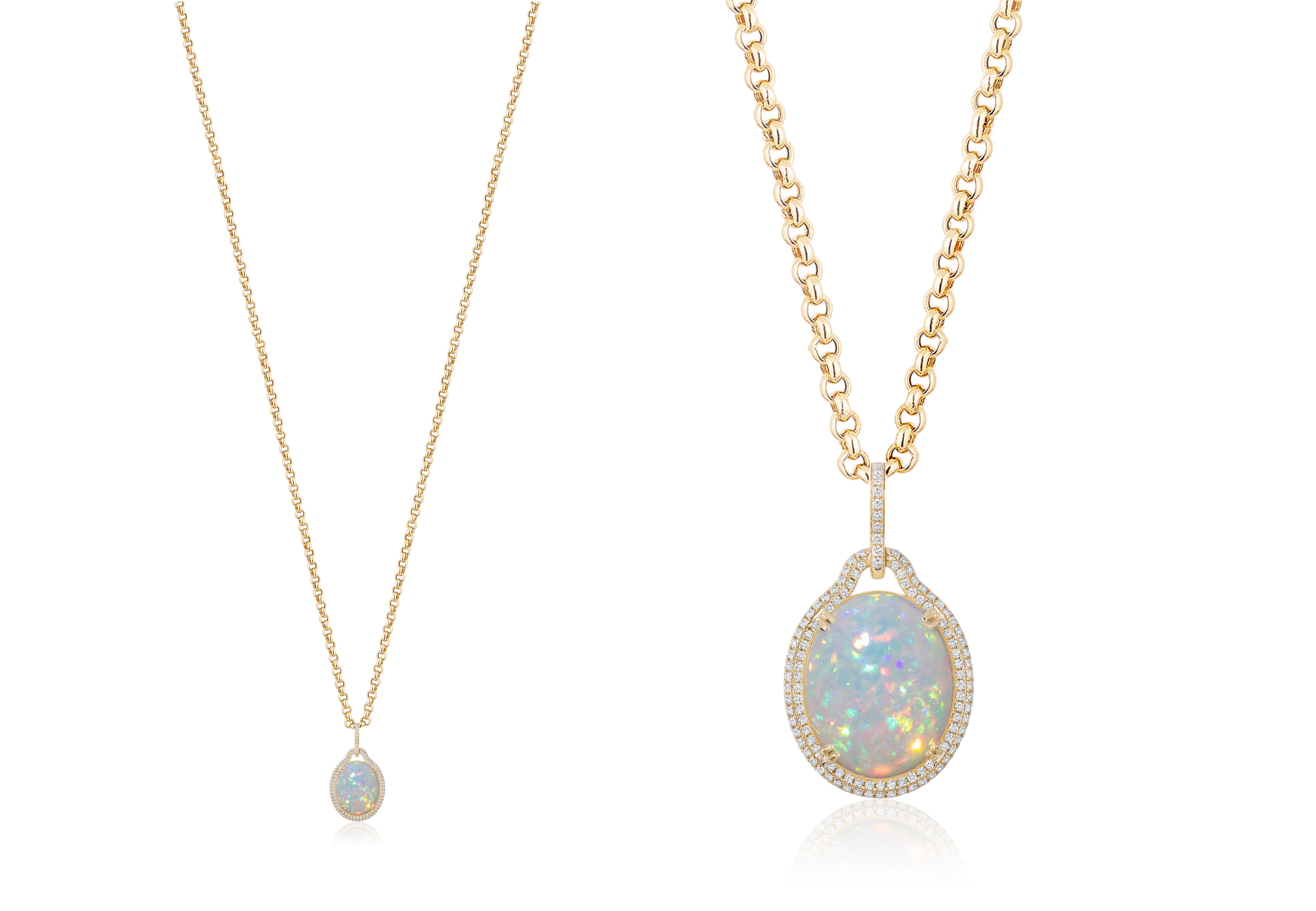 Goshwara Oval Opal And Diamond Pendant In New Condition In New York, NY