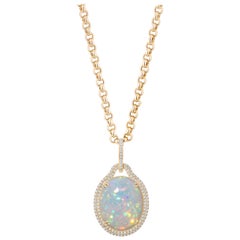 Goshwara Oval Opal And Diamond Pendant