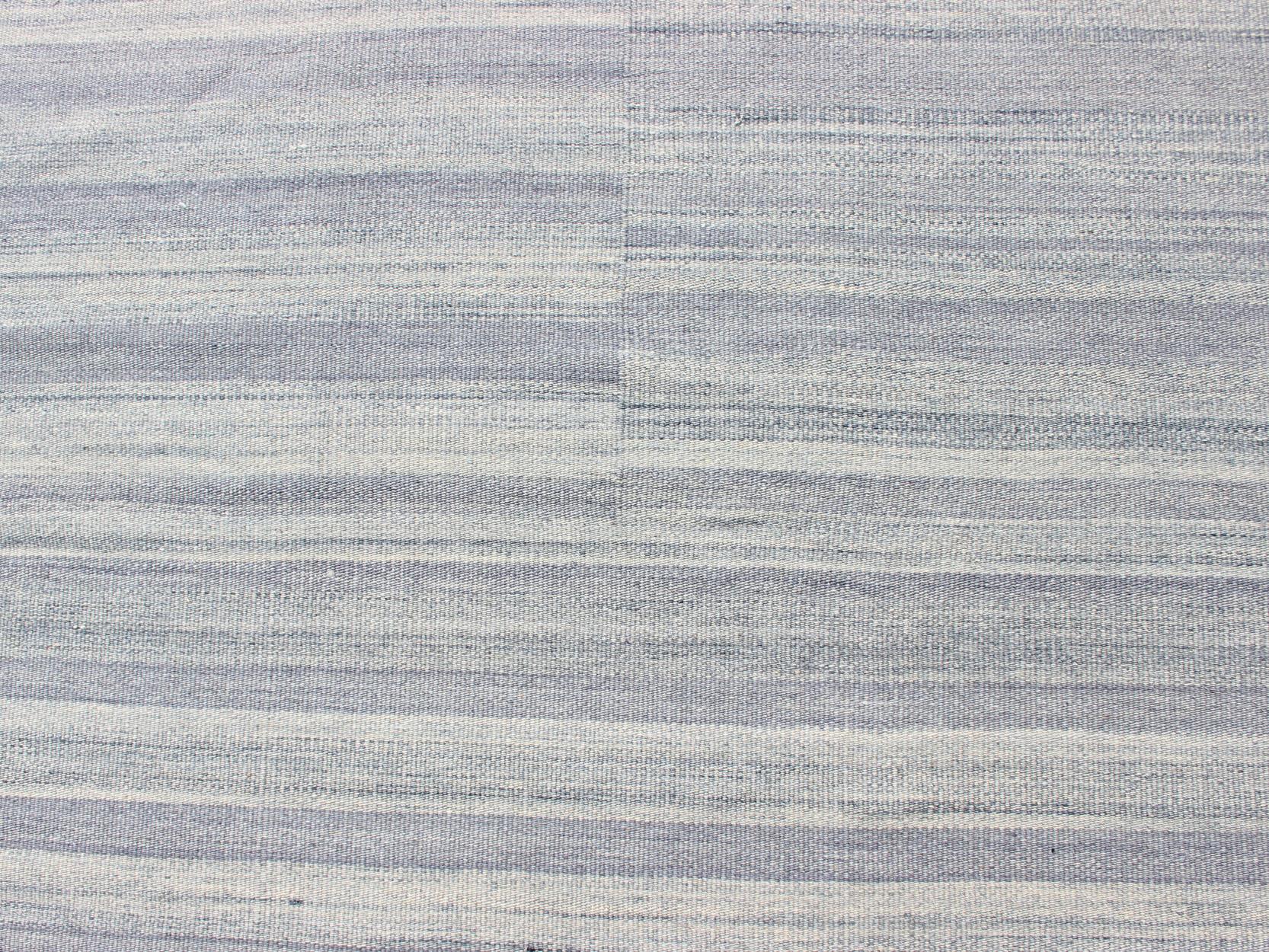 Lana Kilim a trama piatta di grandi dimensioni a righe variegate con un design moderno 12'0 X 16'5 in vendita