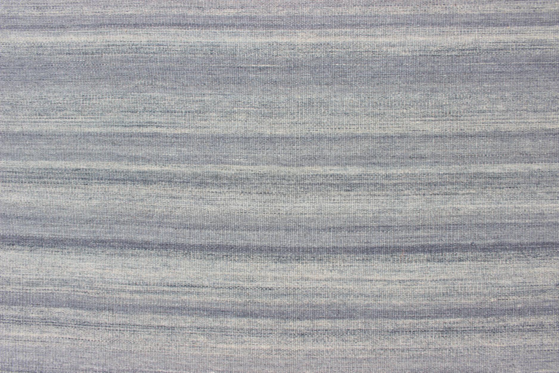 Kilim grande a righe variegate dal design moderno in blu 12'1 x 16'5 in vendita 3