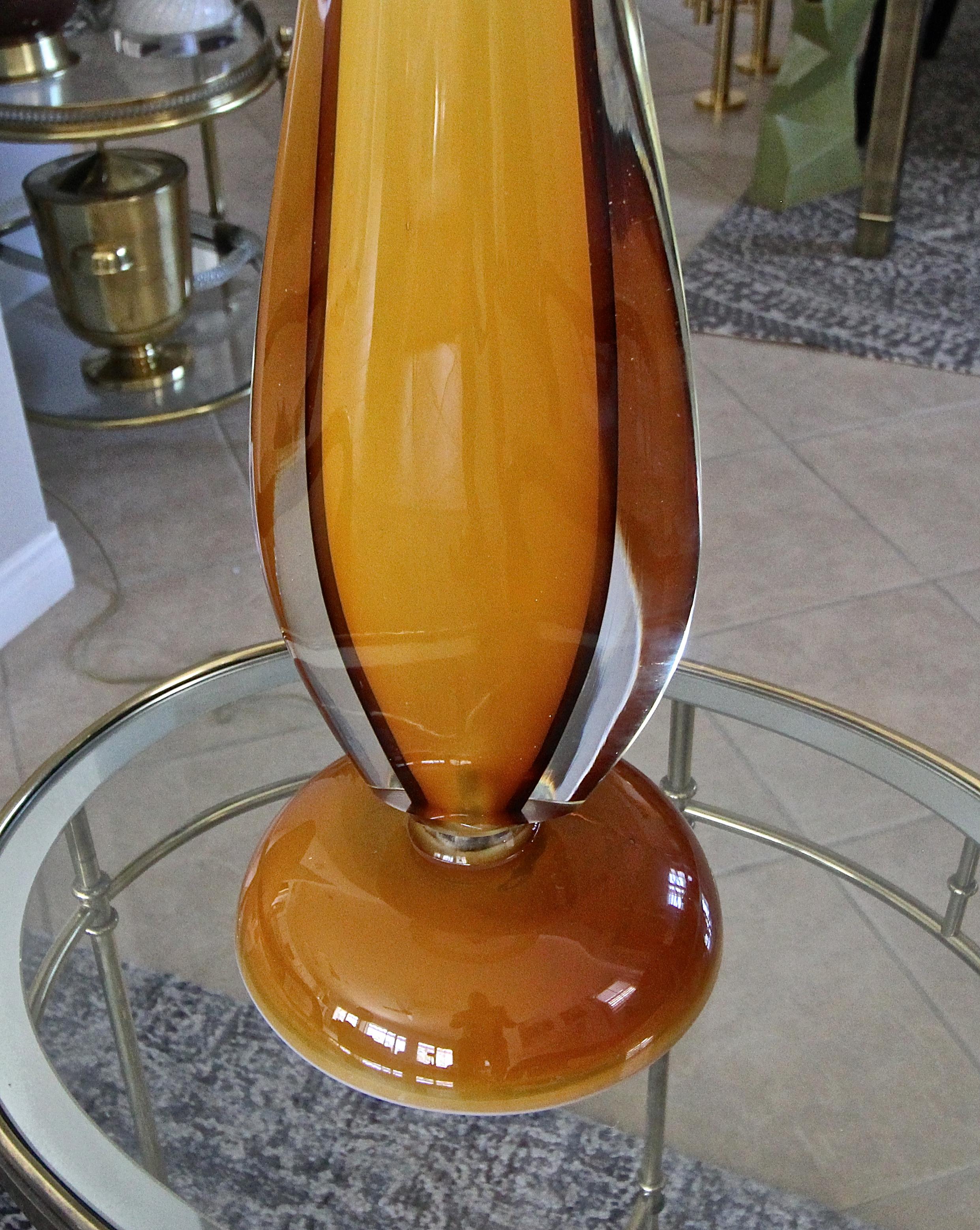 Large Flavio Poli Murano Orange Glass Table Lamp 3