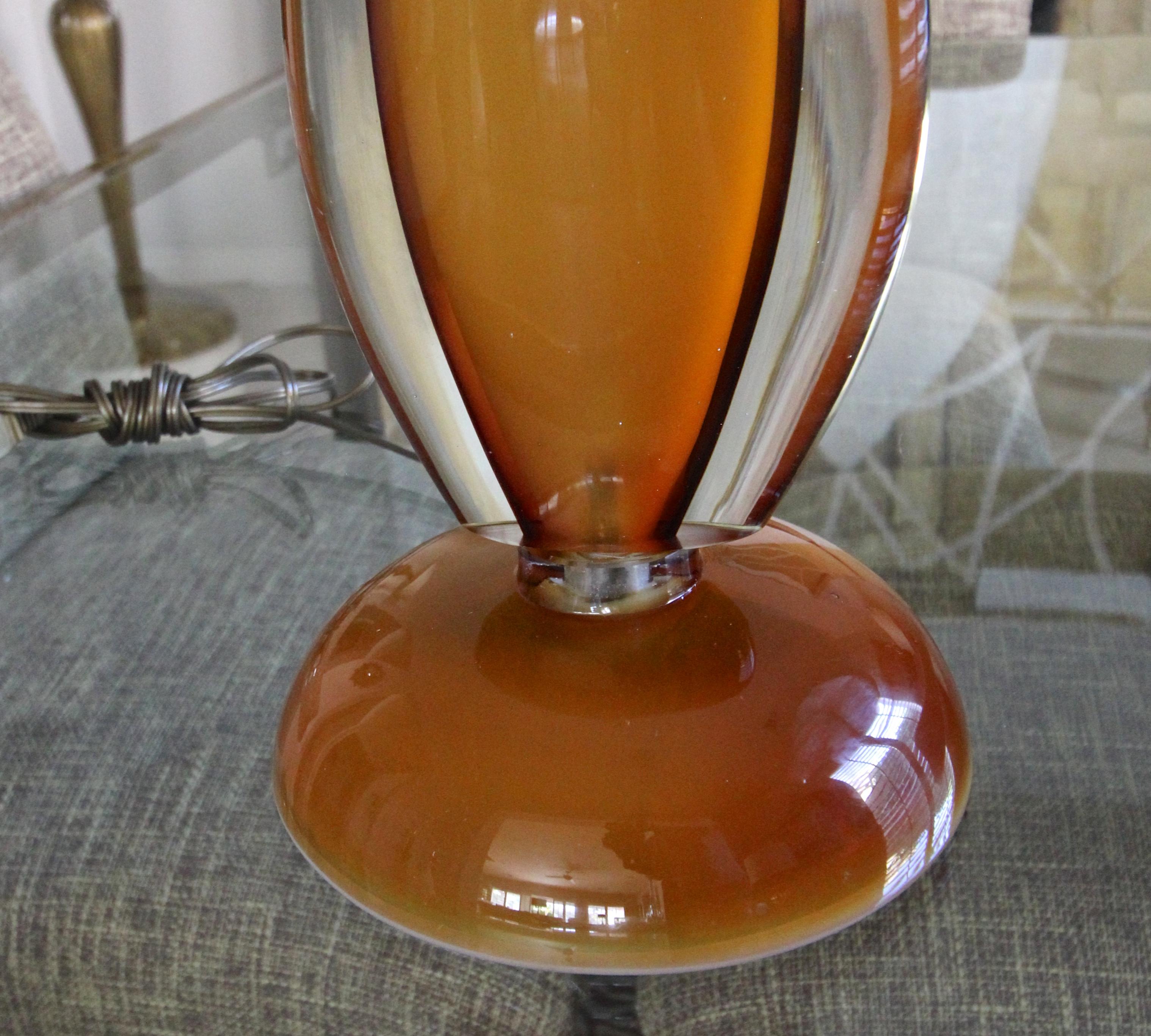 Large Flavio Poli Murano Orange Glass Table Lamp 9