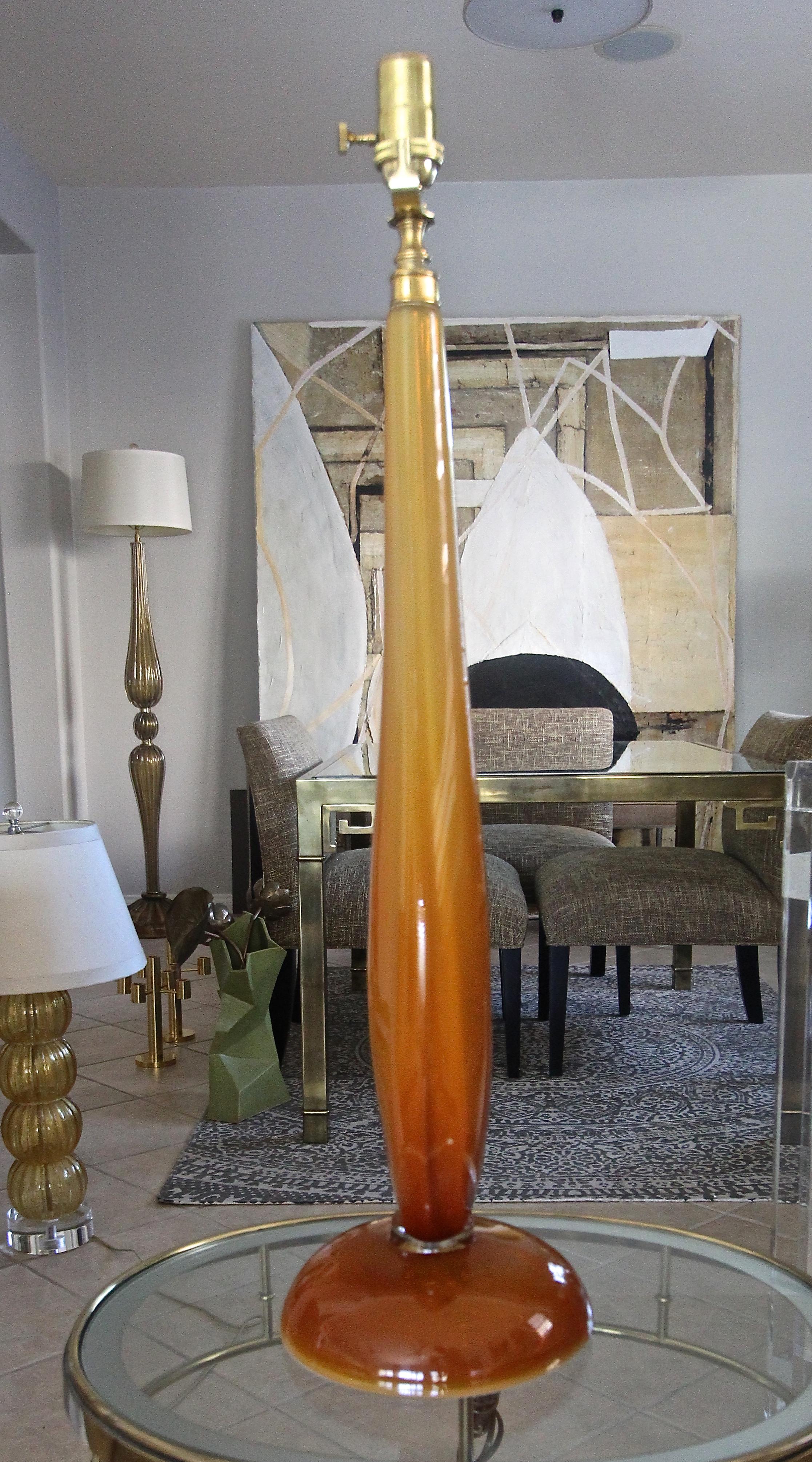 Mid-20th Century Large Flavio Poli Murano Orange Glass Table Lamp