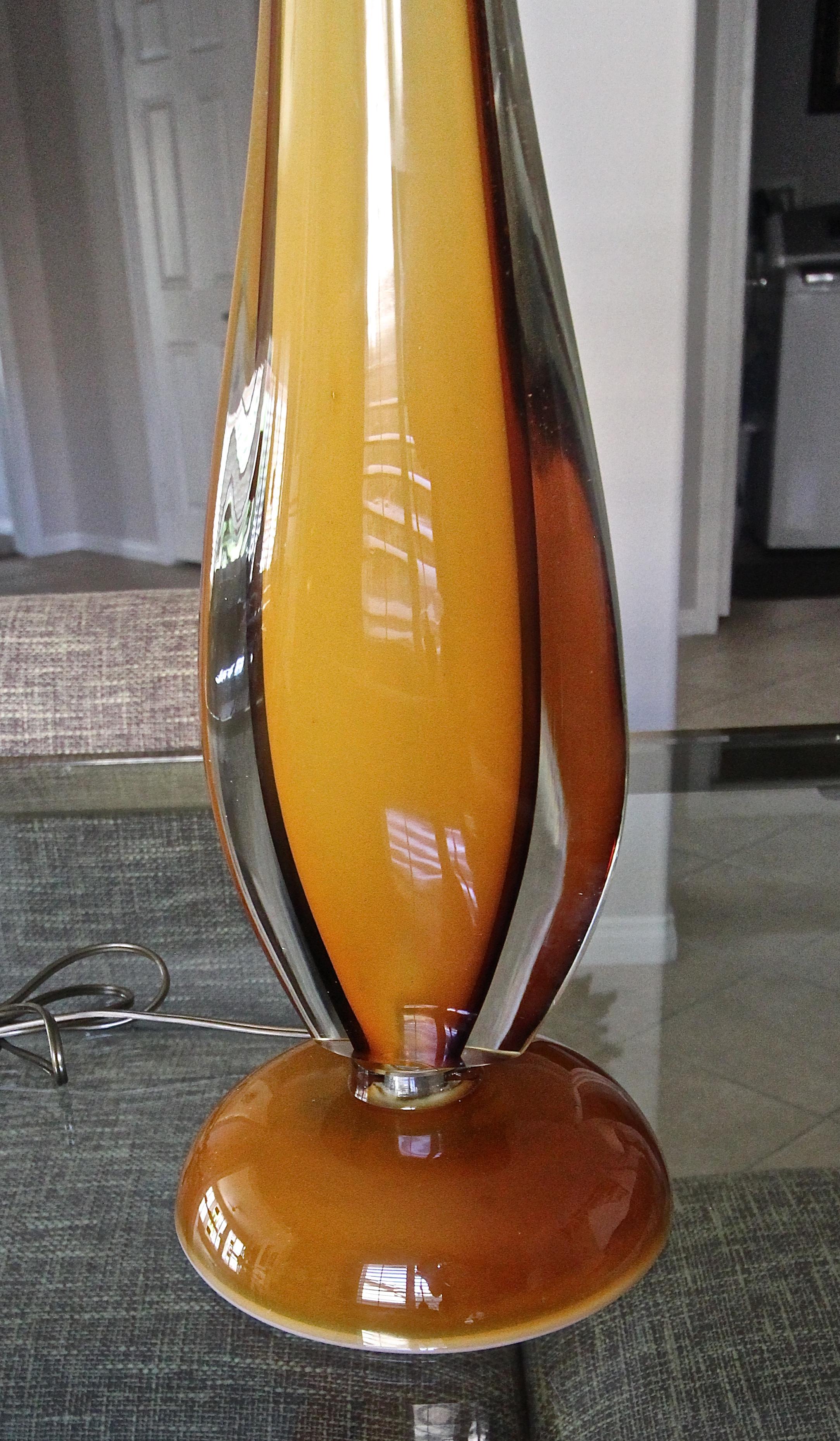 Large Flavio Poli Murano Orange Glass Table Lamp 1