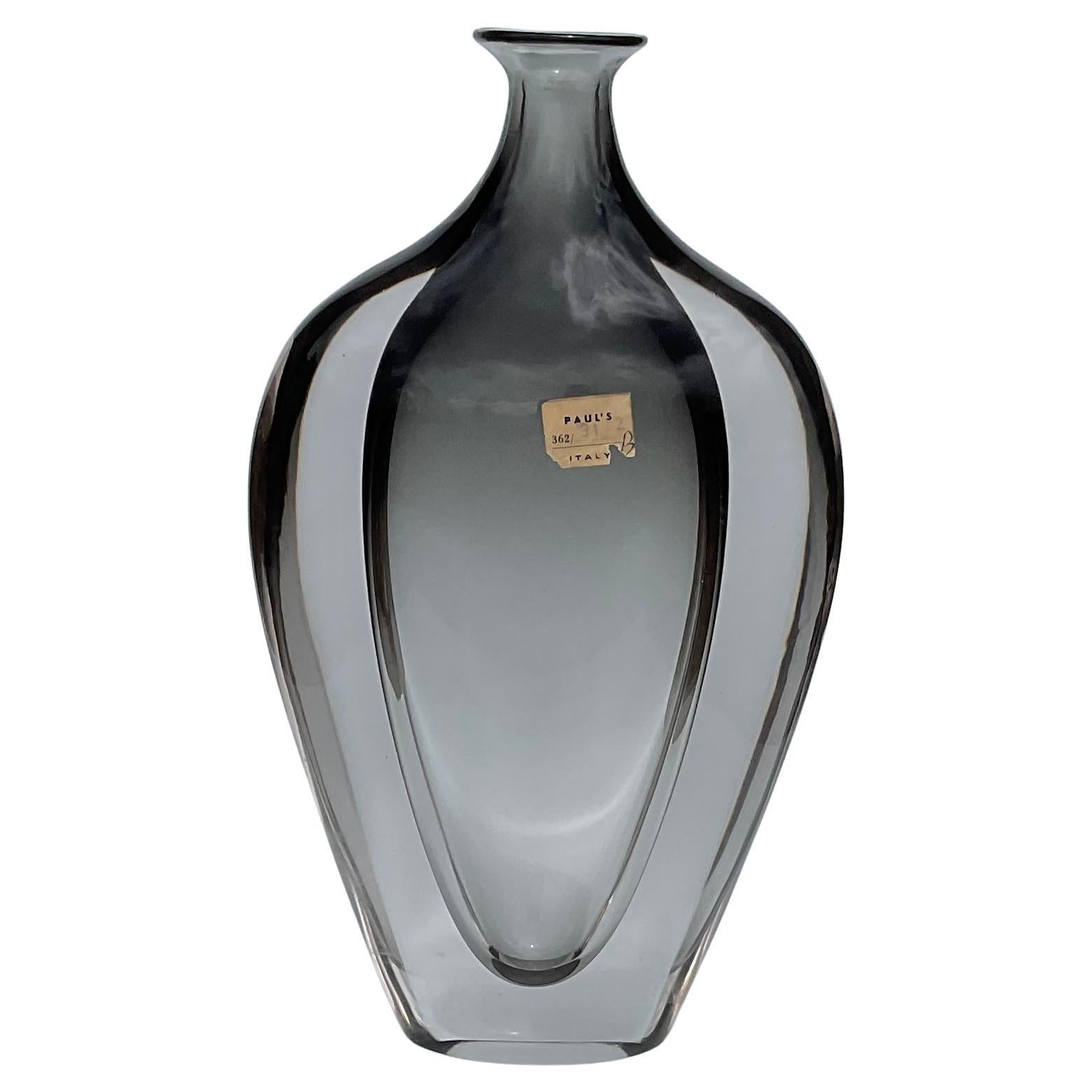 Large Flavio Poli Seguso Vetri D’arte Attributed Sommerso Art Glass Murano Vase