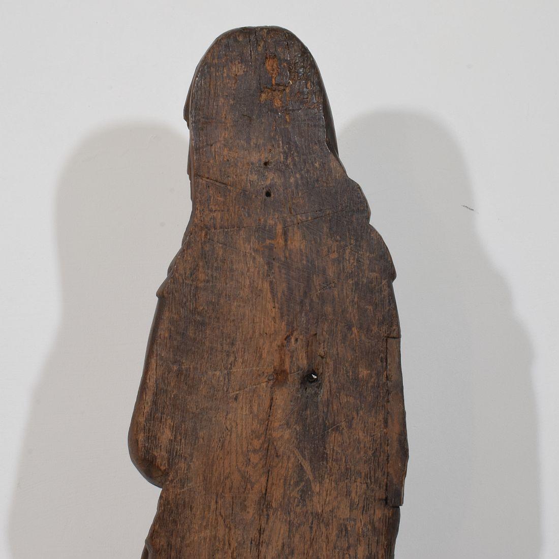 Grande Madone médiévale gothique flamande du XVe/XVIe siècle en chêne sculpté en vente 5