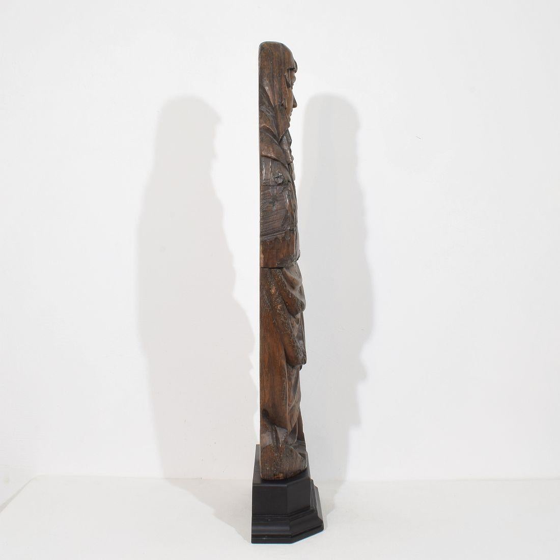 Néerlandais Grande Madone médiévale gothique flamande du XVe/XVIe siècle en chêne sculpté en vente