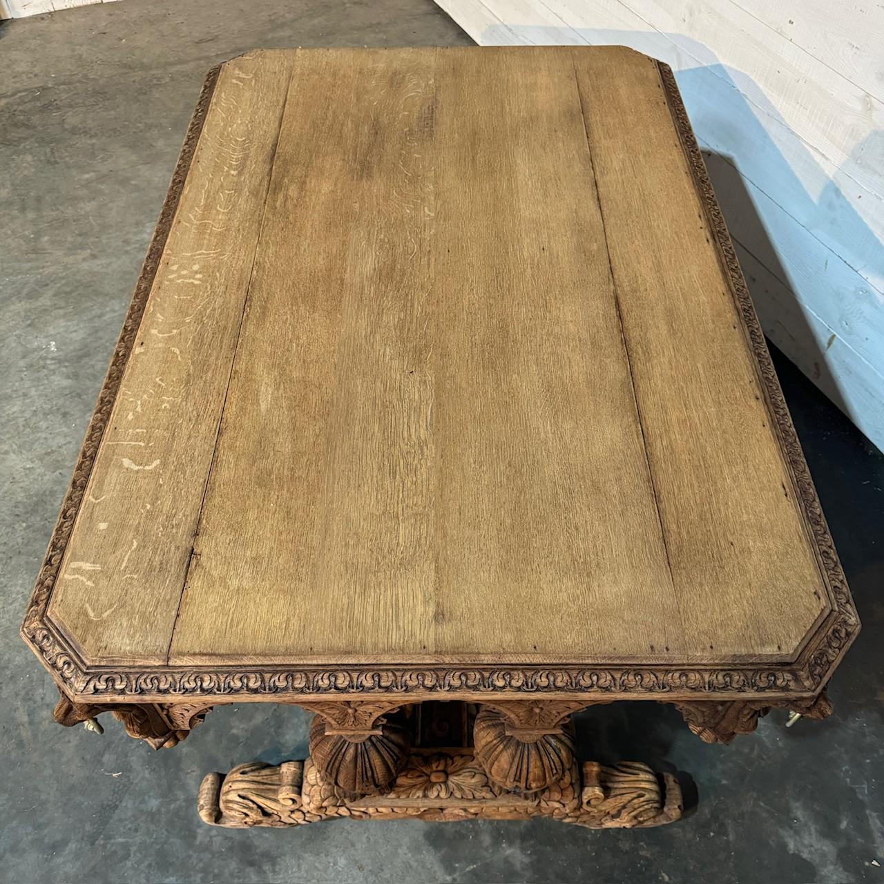 Large Flemish Oak Dolphin Centre Table For Sale 5