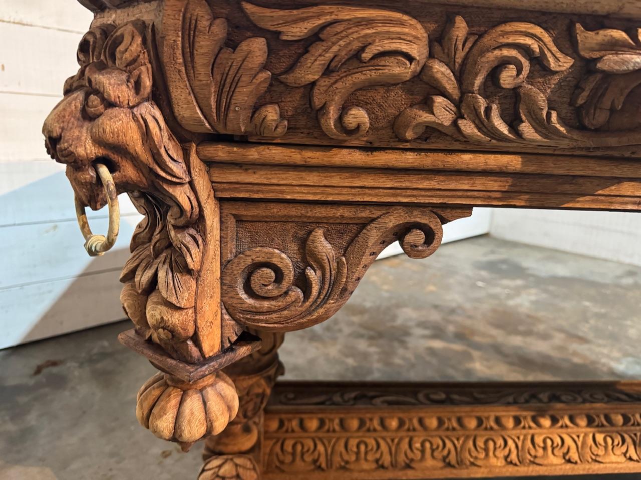 Large Flemish Oak Dolphin Centre Table For Sale 9