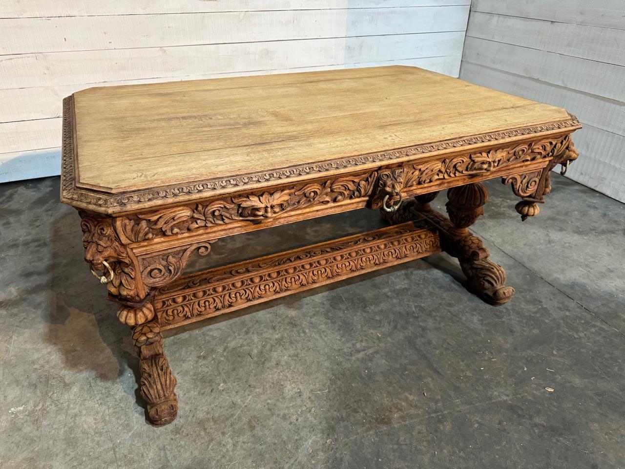 Large Flemish Oak Dolphin Centre Table For Sale 10