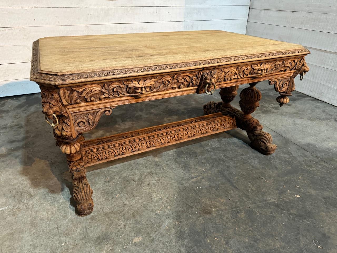 Large Flemish Oak Dolphin Centre Table For Sale 11