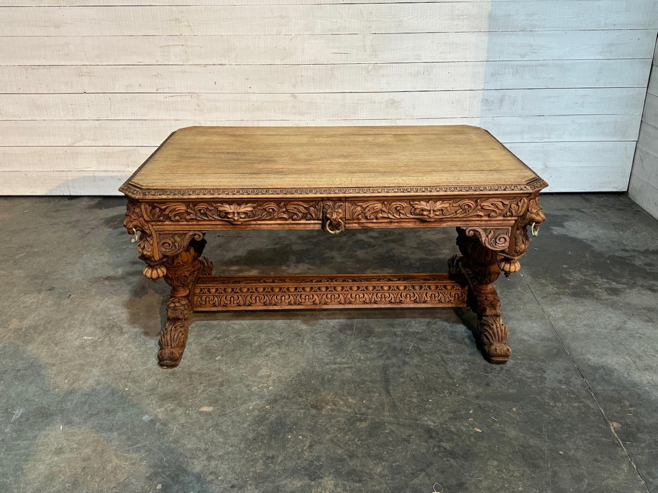 Large Flemish Oak Dolphin Centre Table For Sale 12