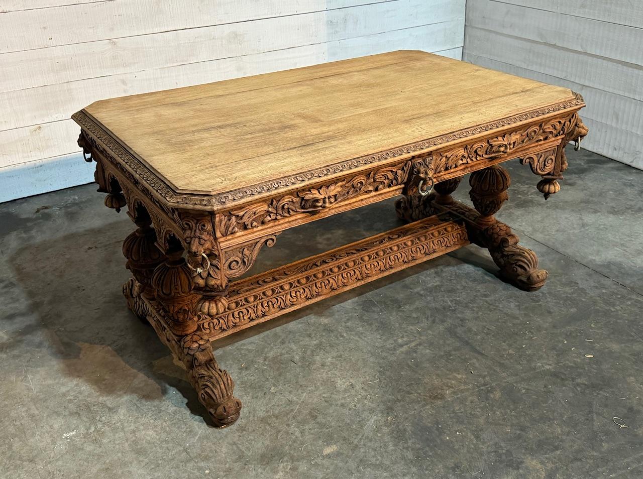 Large Flemish Oak Dolphin Centre Table For Sale 13