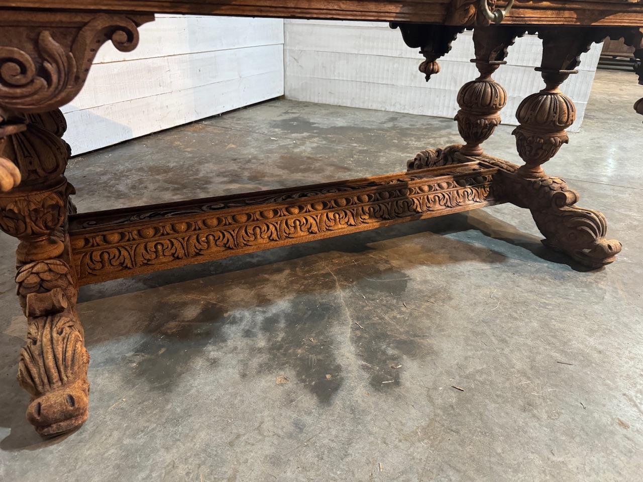 Large Flemish Oak Dolphin Centre Table For Sale 14