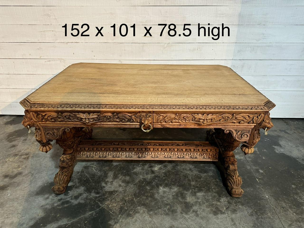 Large Flemish Oak Dolphin Centre Table In Good Condition For Sale In Seaford, GB