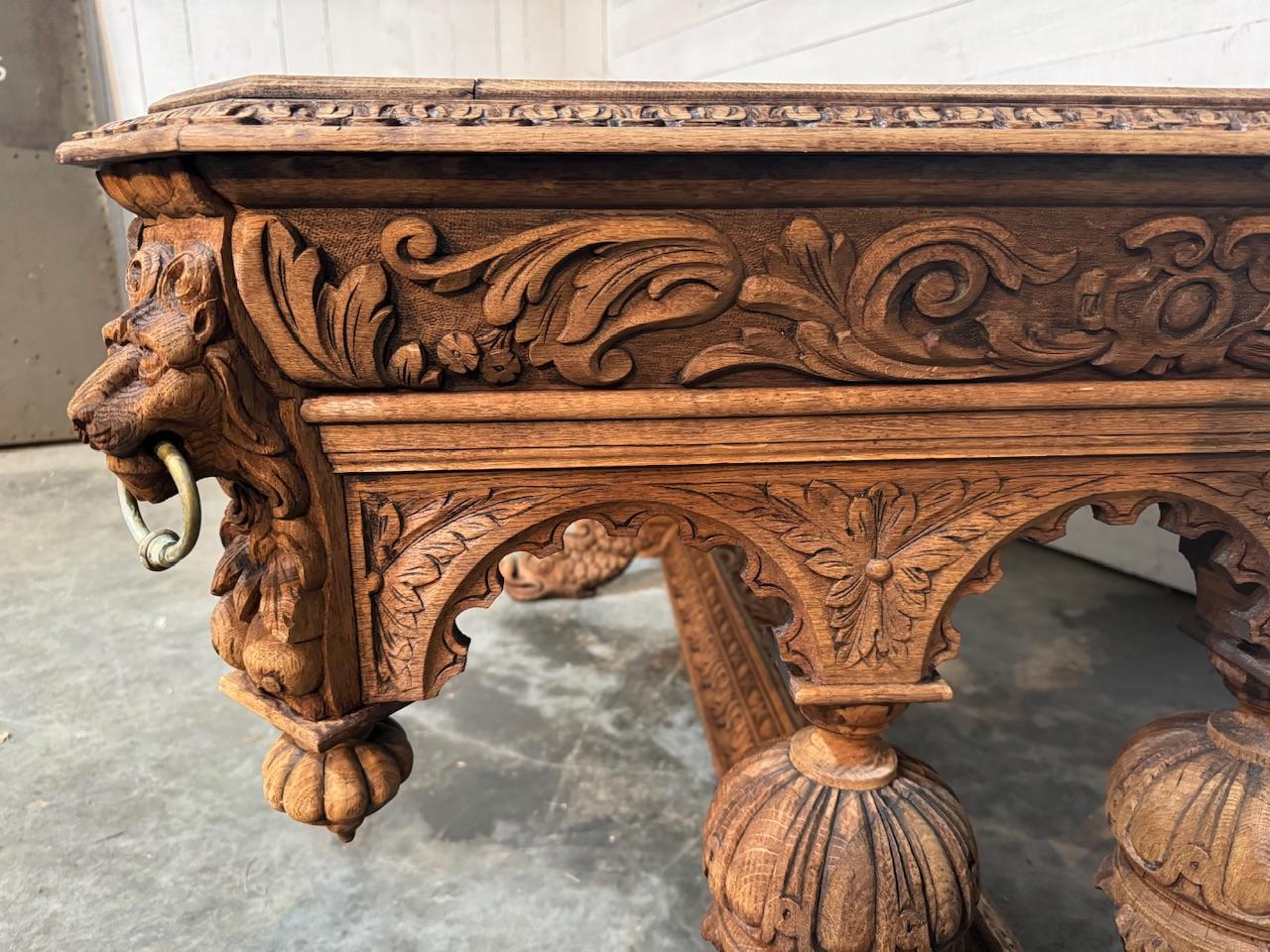 Large Flemish Oak Dolphin Centre Table For Sale 3