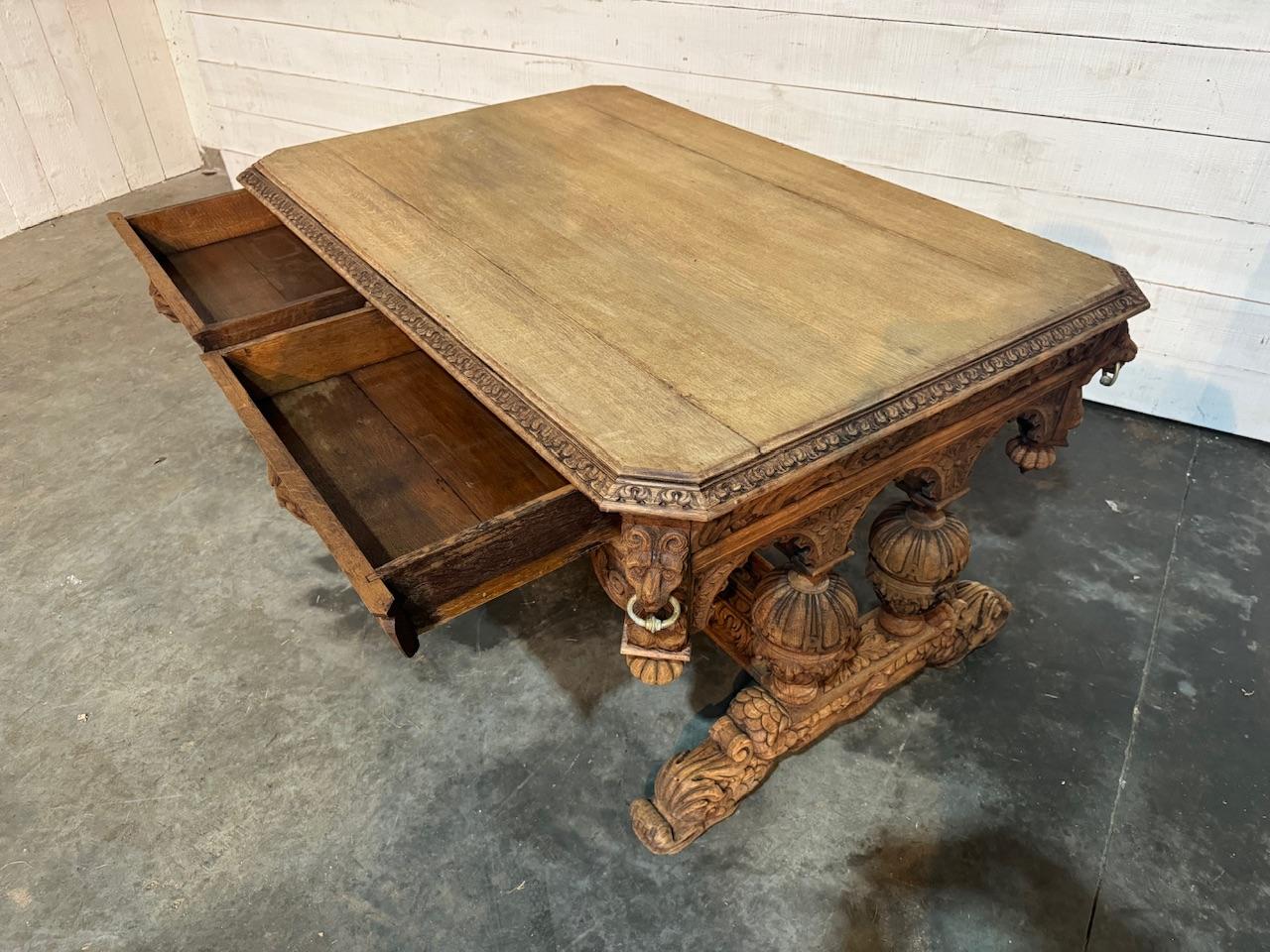 Large Flemish Oak Dolphin Centre Table For Sale 4
