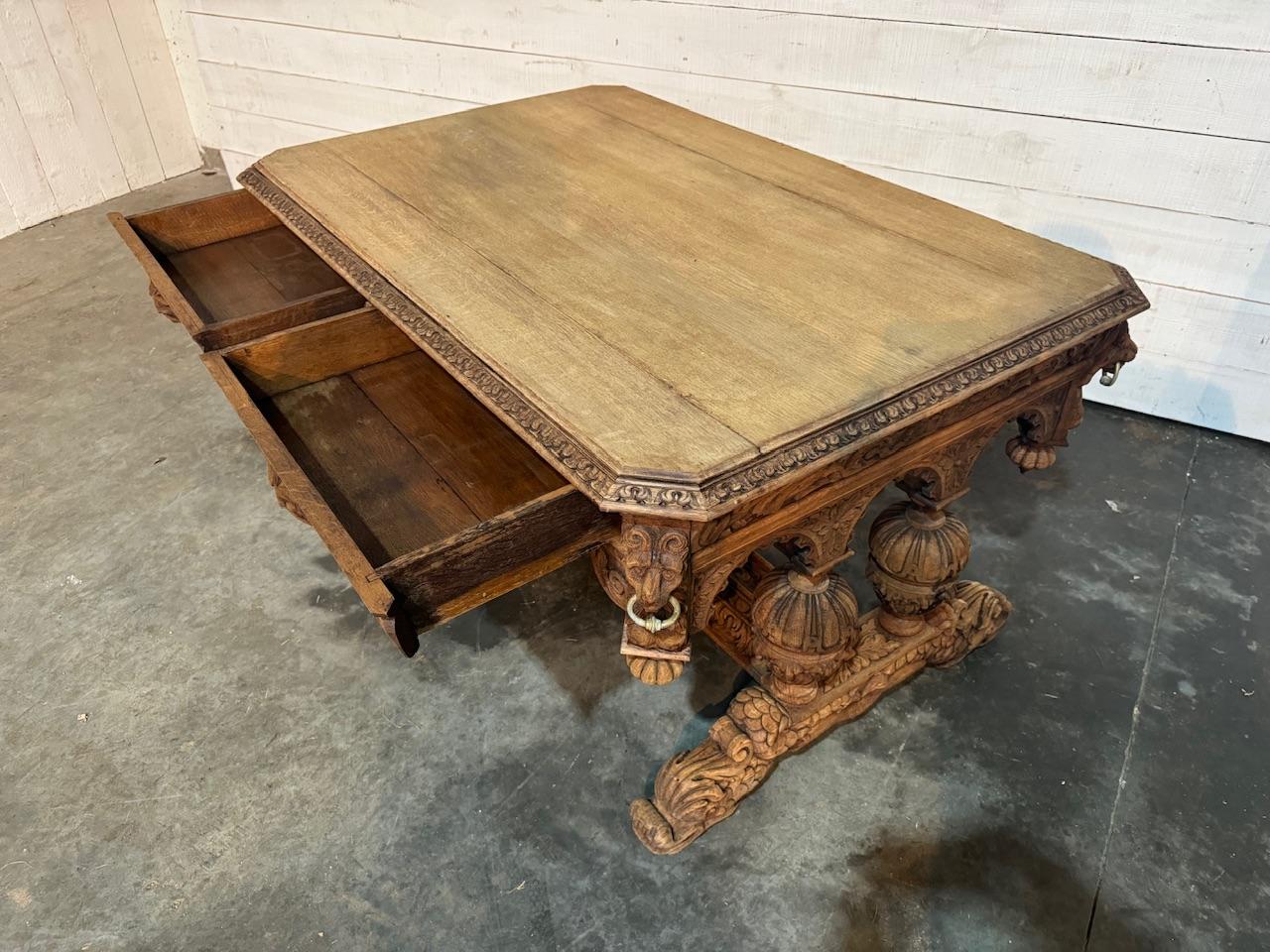 Large Flemish Oak Dolphin Centre Table For Sale 4