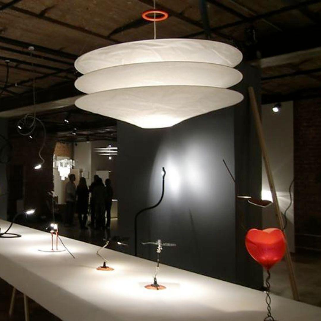 Large 'Floatation' Japanese paper suspension lamp for Ingo Maurer.

Designed and produced by Ingo Maurer, one of the most celebrated German lighting icons since 1966. With imagination, creativity and technical prowess, Maurer’s lamps have been