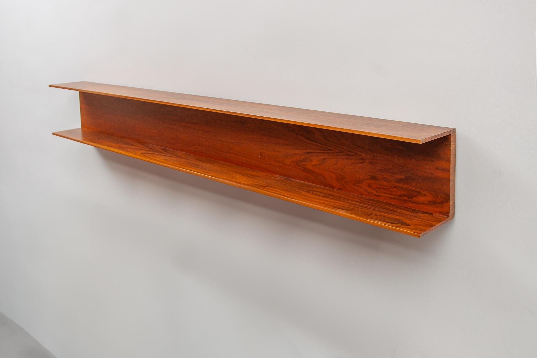 Mid-20th Century Large Floating Teak Wall Mounted Shelf by Walter Wirtz for Wilhelm Renz, 1960s  For Sale