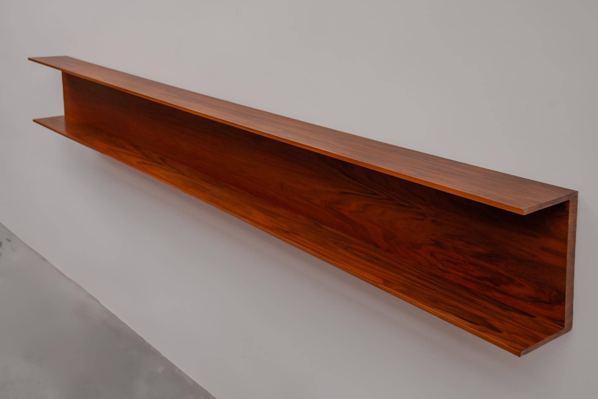 Large Floating Teak Wall Mounted Shelf by Walter Wirtz for Wilhelm Renz, 1960s  For Sale 1