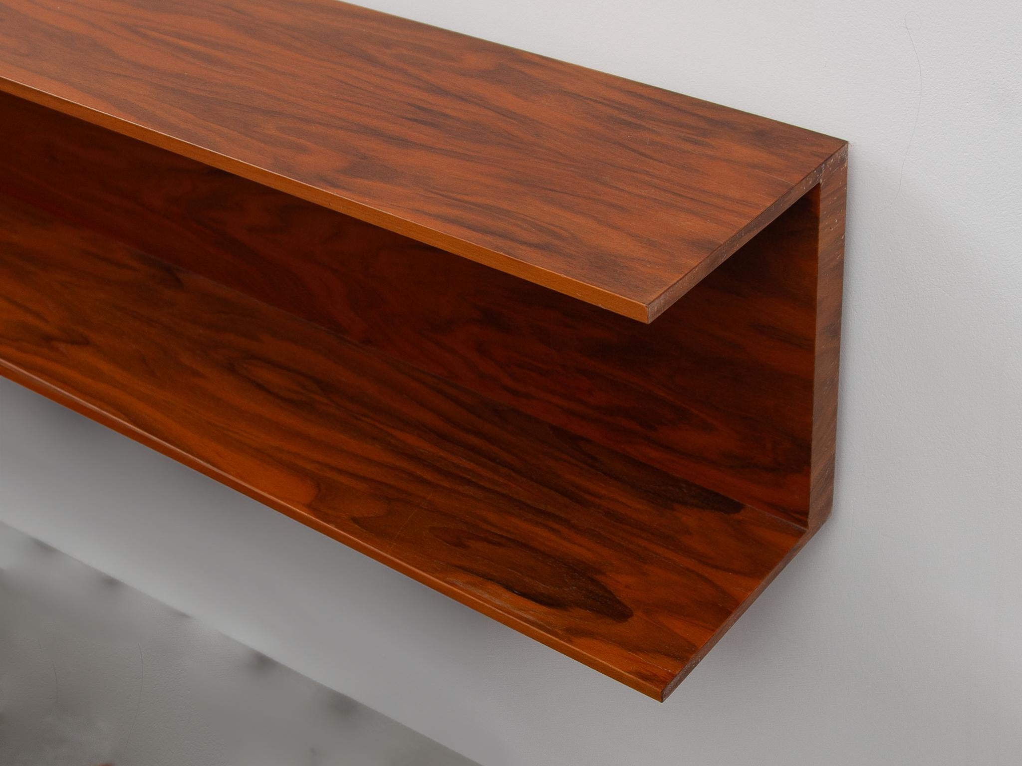 Large Floating Teak Wall Mounted Shelf by Walter Wirtz for Wilhelm Renz, 1960s  For Sale 2