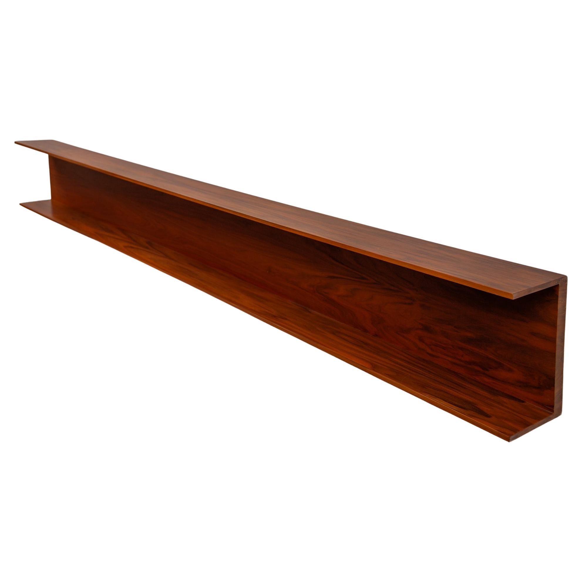 Large Floating Teak Wall Mounted Shelf by Walter Wirtz for Wilhelm Renz, 1960s  For Sale