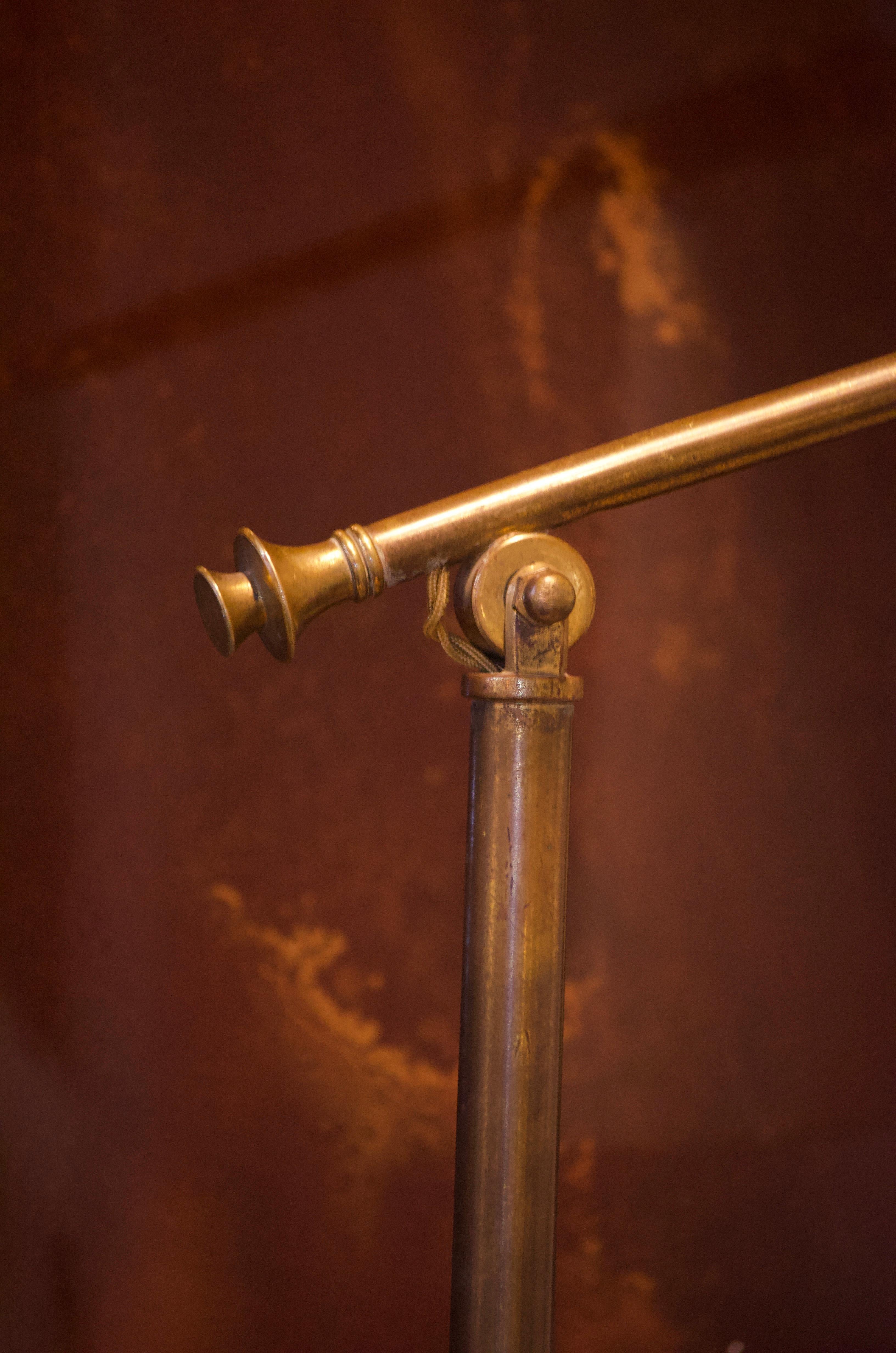 Brass Large Floor Lamp by Stablet, France, circa 1950 For Sale