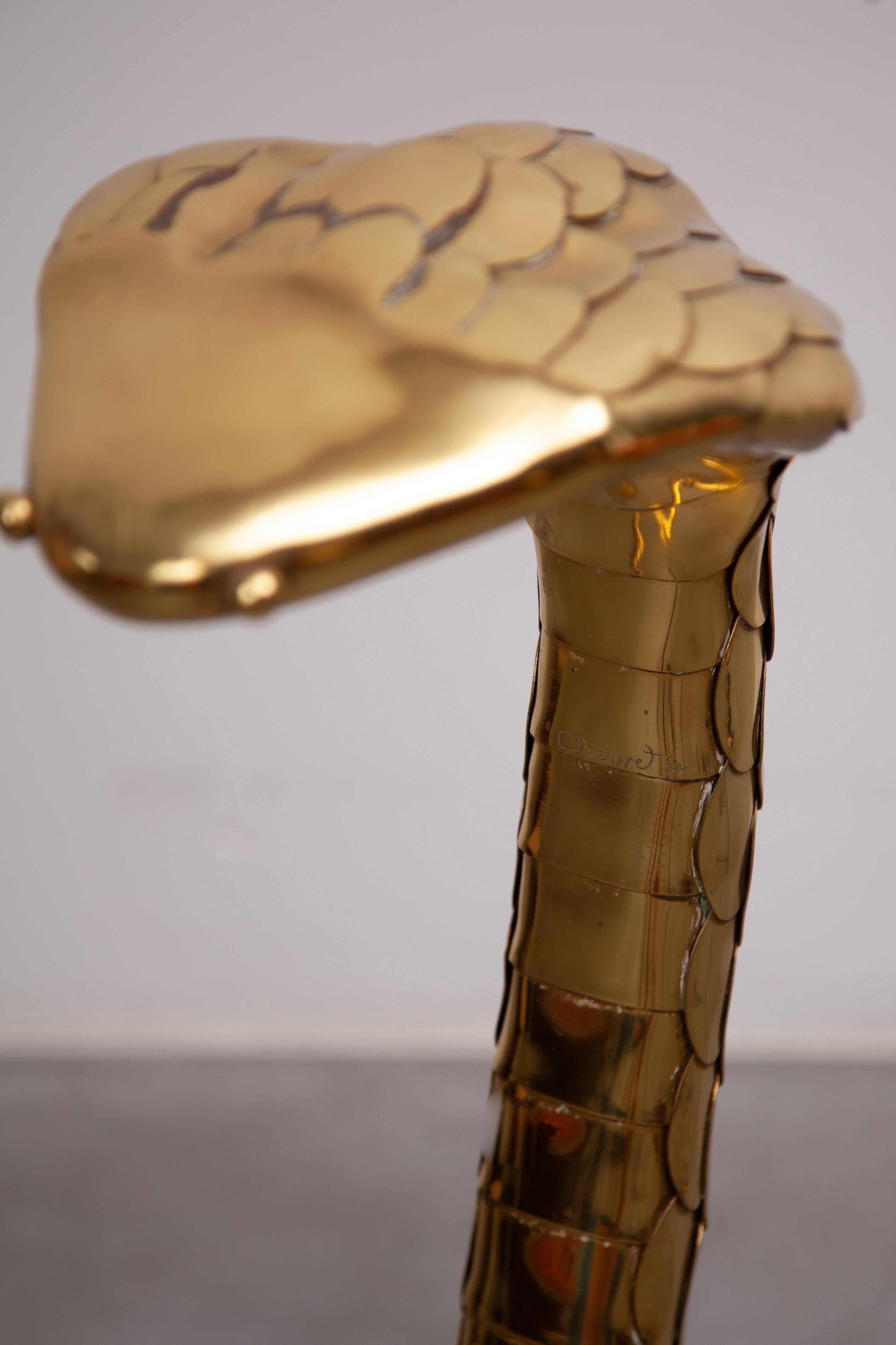 Grand lampadaire, sculpture de cobra signée par Alain Chevret, 1985, France en vente 3