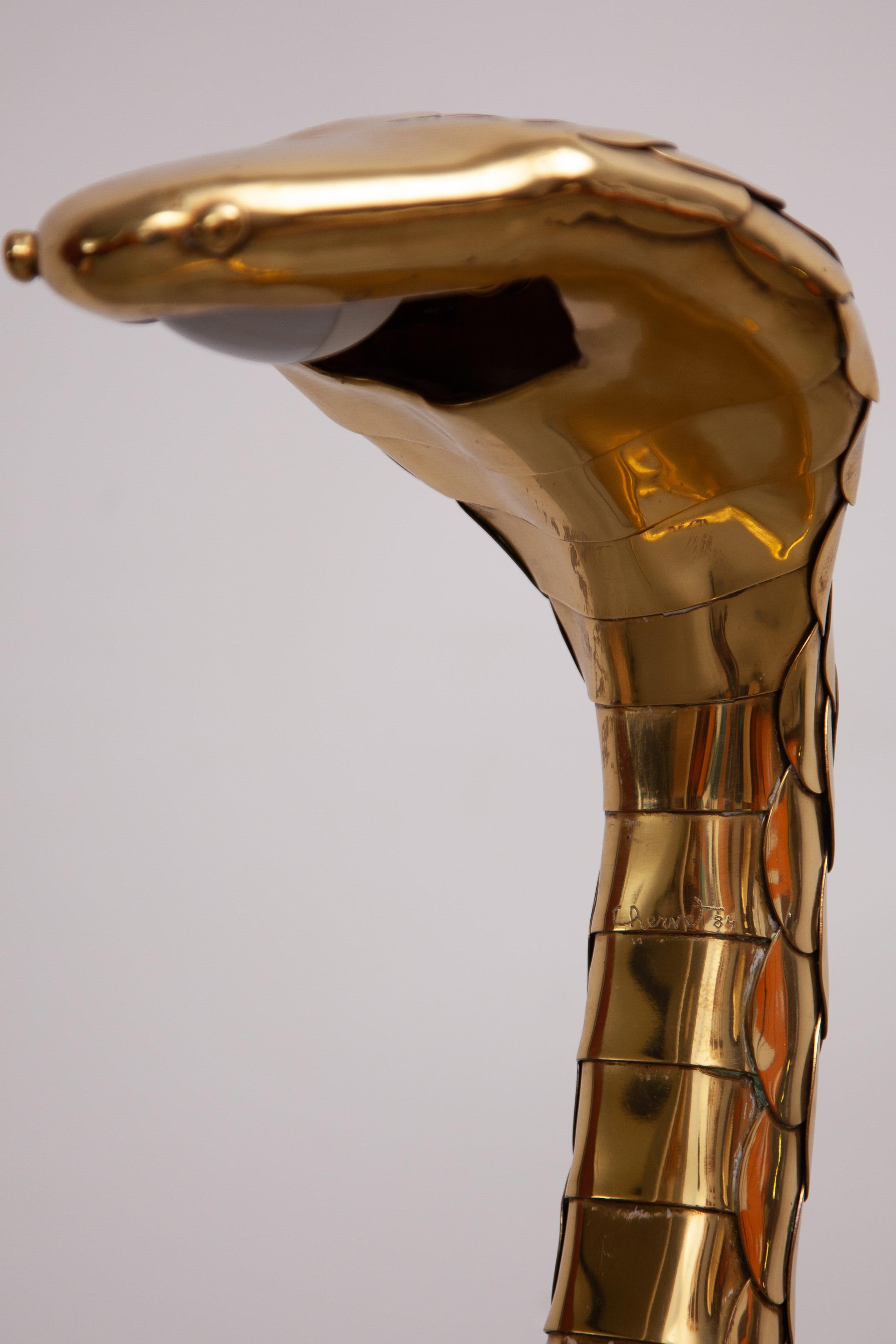 Grand lampadaire, sculpture de cobra signée par Alain Chevret, 1985, France en vente 5