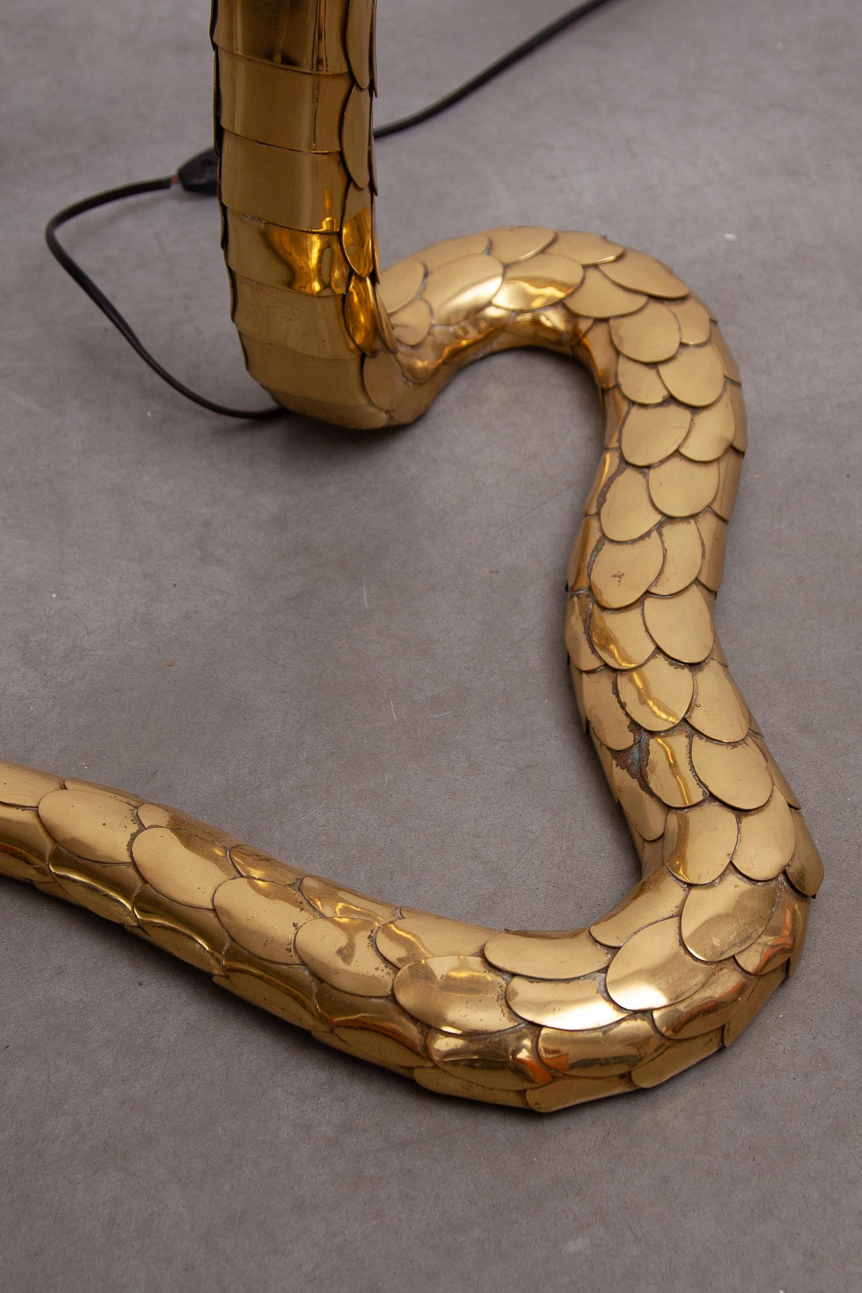 Grand lampadaire, sculpture de cobra signée par Alain Chevret, 1985, France en vente 6