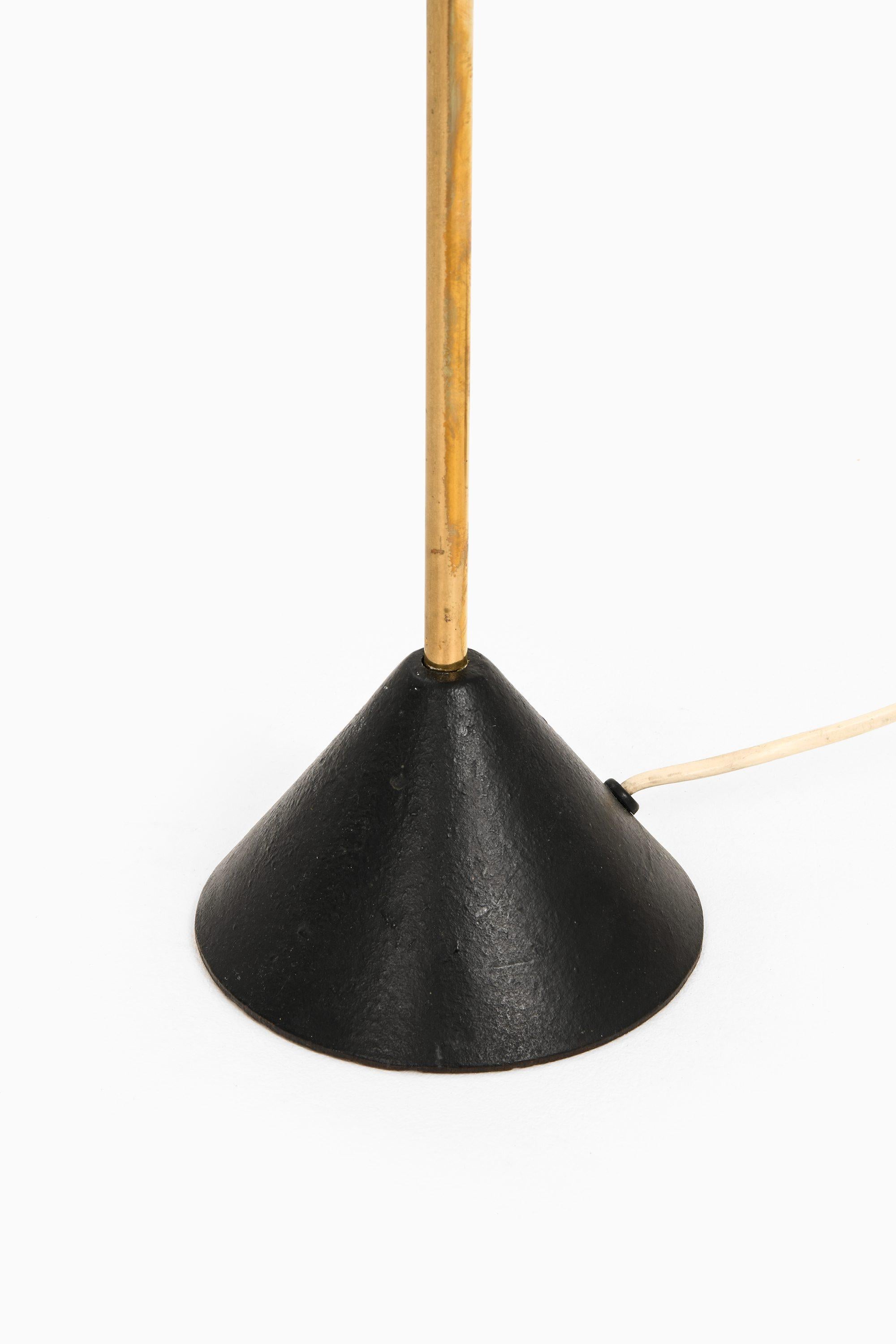 Swedish Large Floor Lamp in Brass, Black and White Metal by Hans-Agne Jakobsson, 1950's For Sale
