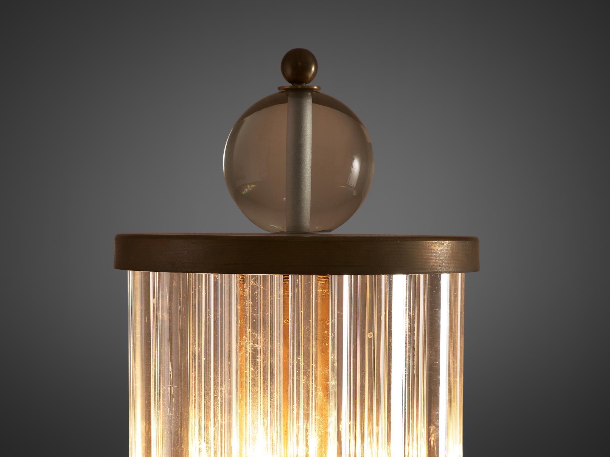 European Large Floor Lamp in Glass and Brass