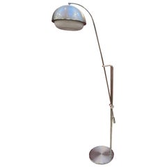 Large Floor Lamp in Varnished and Perpex Metal, circa 1970, Tilt and Height Adju