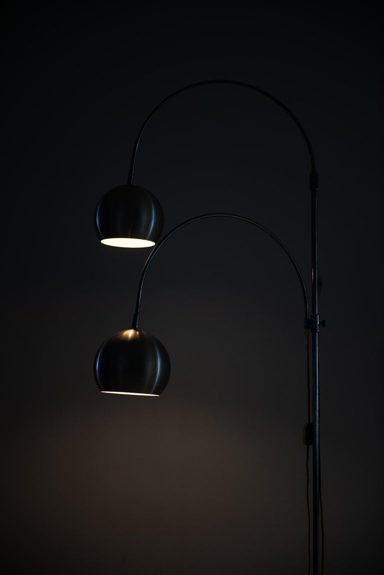 Large Floor Lamp With 2 Flexible Arms Produced In Italy For Sale