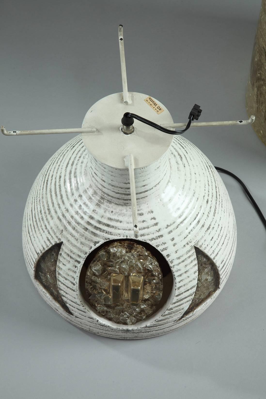 Grand lampadaire avec pied en céramique par Ateliers Accolay 3