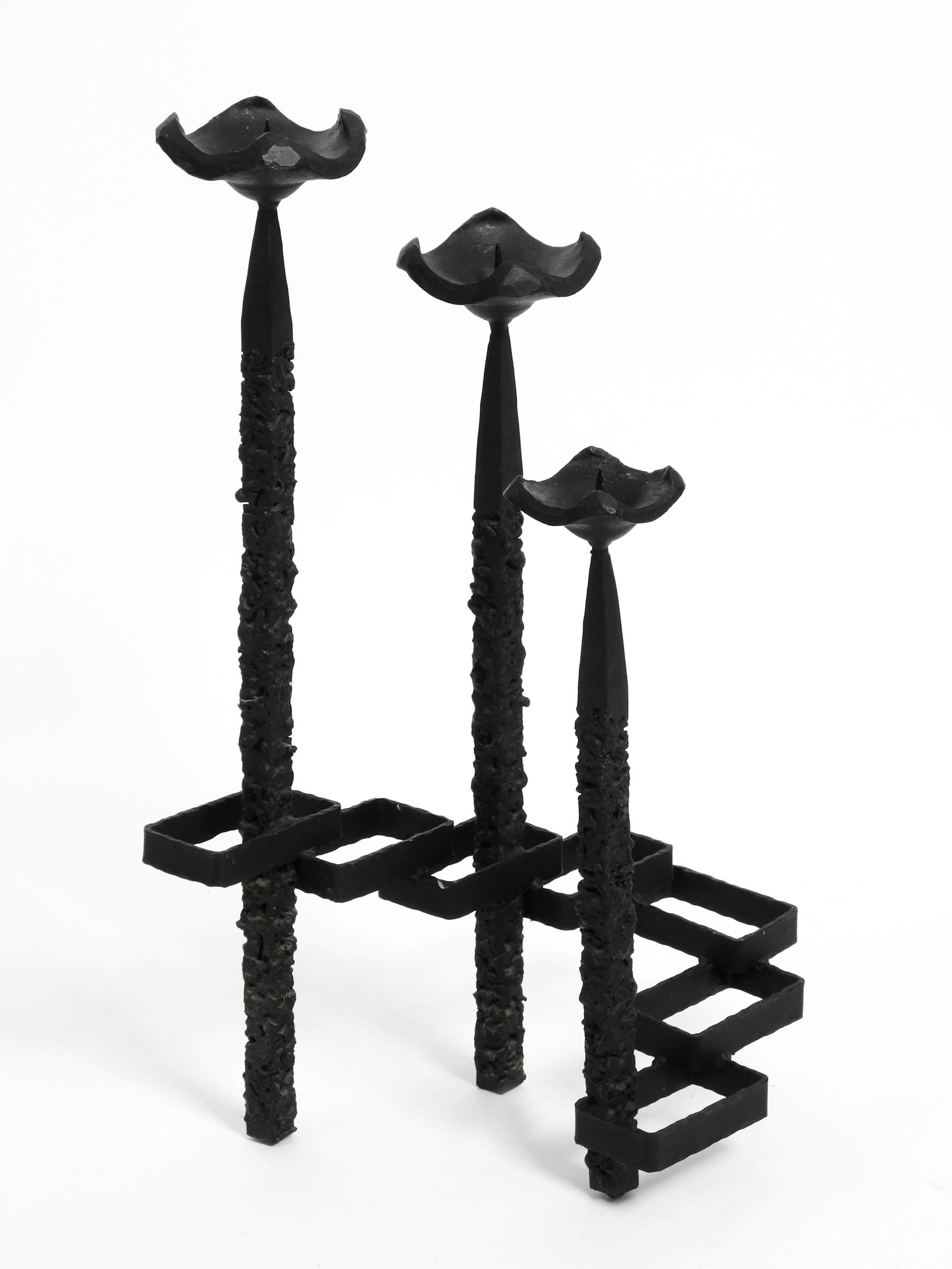 Large Floor or Table Candle Holder Made of Wrought Iron in Brutalist Design  For Sale 3