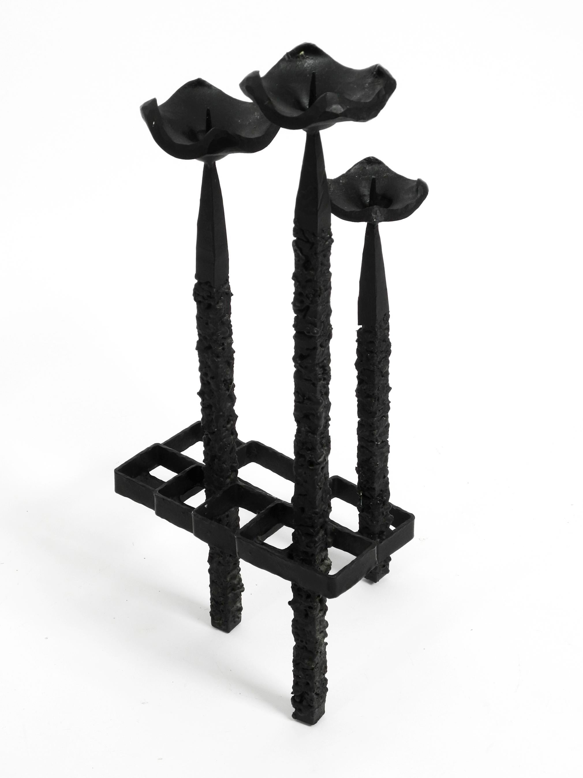 Large Floor or Table Candle Holder Made of Wrought Iron in Brutalist Design  For Sale 4