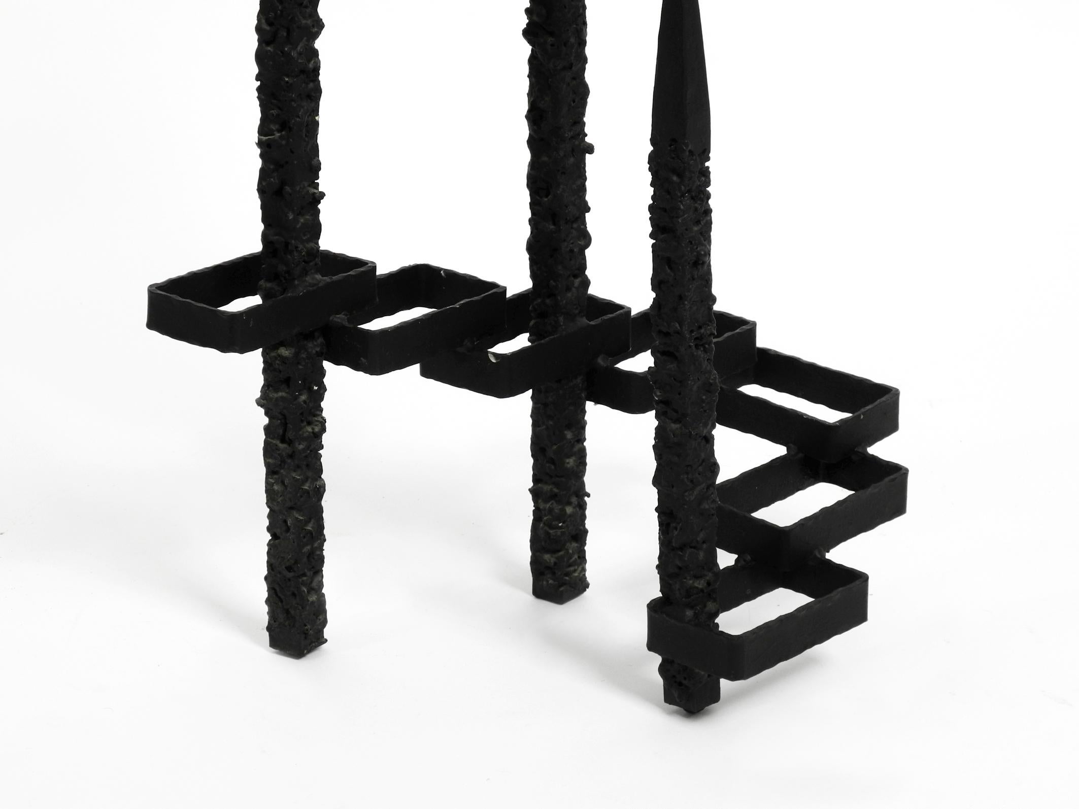 Large Floor or Table Candle Holder Made of Wrought Iron in Brutalist Design  For Sale 7