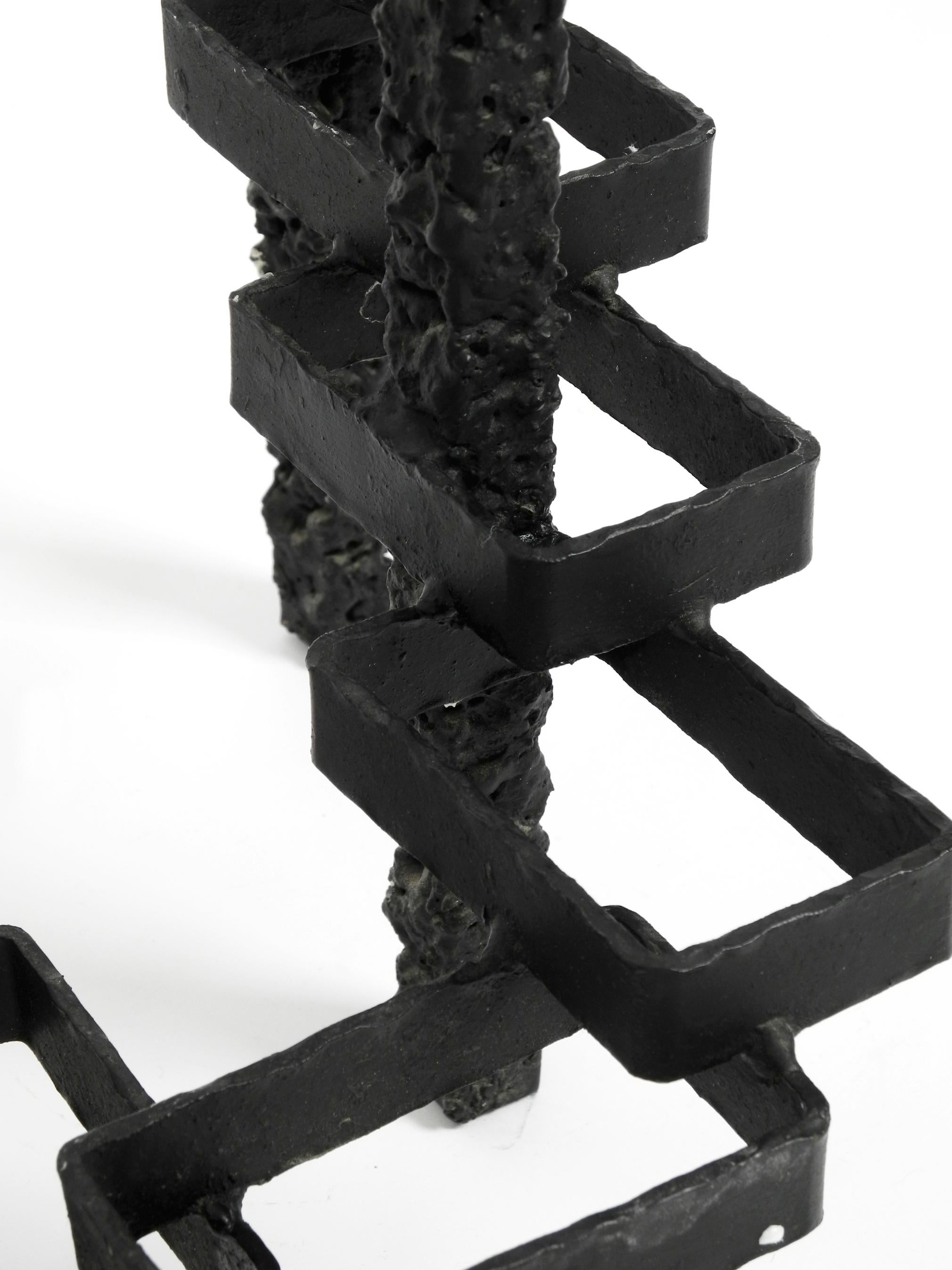 Large Floor or Table Candle Holder Made of Wrought Iron in Brutalist Design  For Sale 8