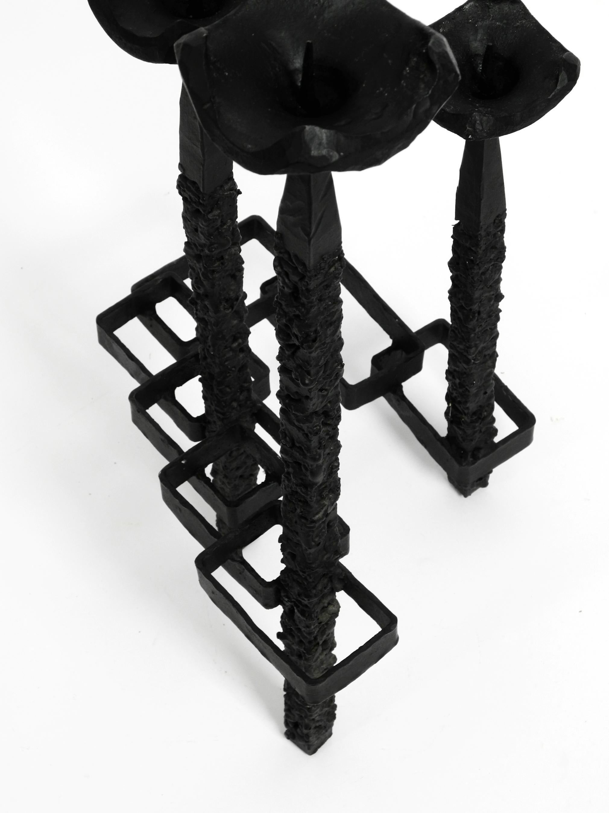 German Large Floor or Table Candle Holder Made of Wrought Iron in Brutalist Design  For Sale