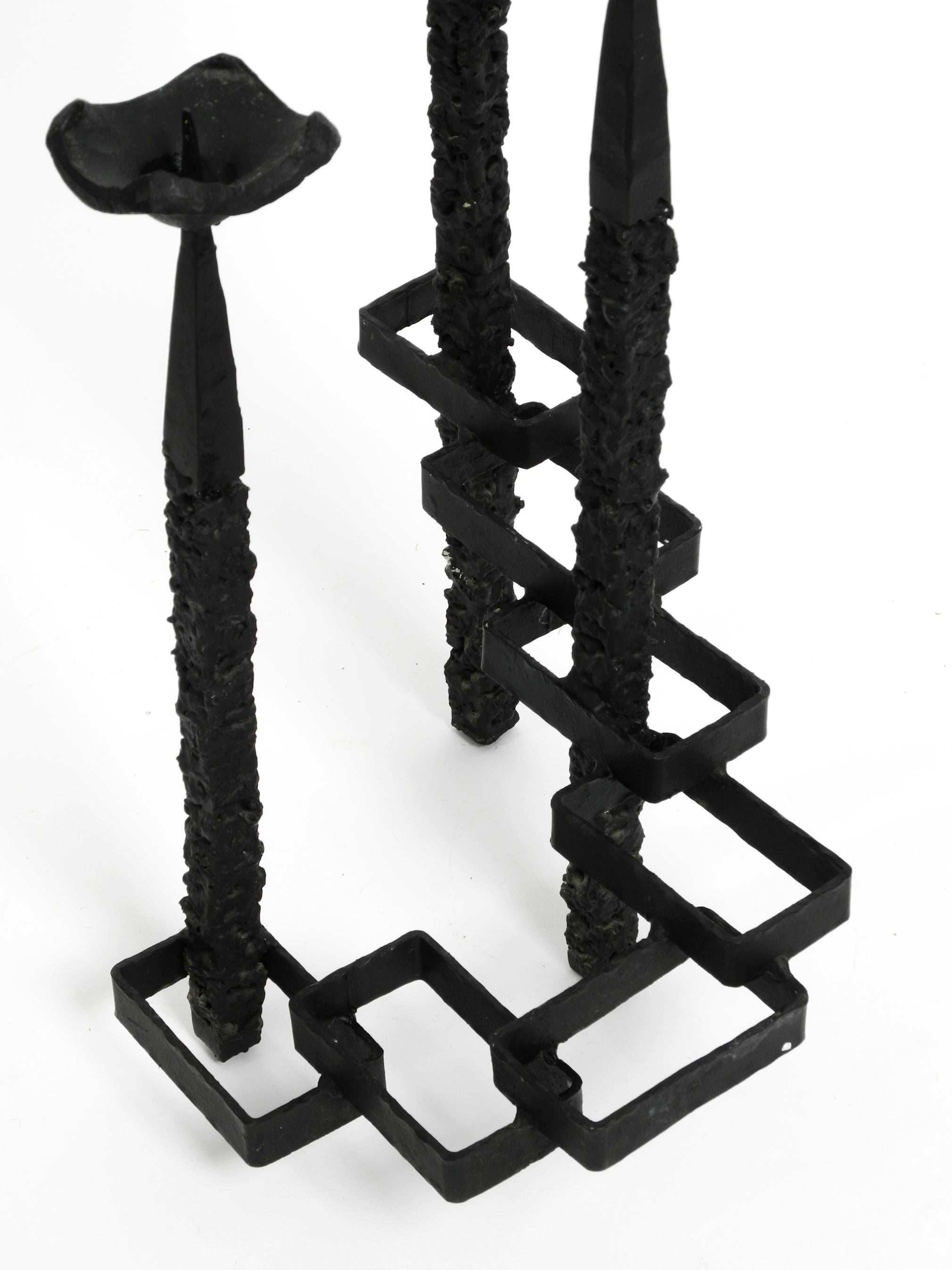 Mid-20th Century Large Floor or Table Candle Holder Made of Wrought Iron in Brutalist Design  For Sale
