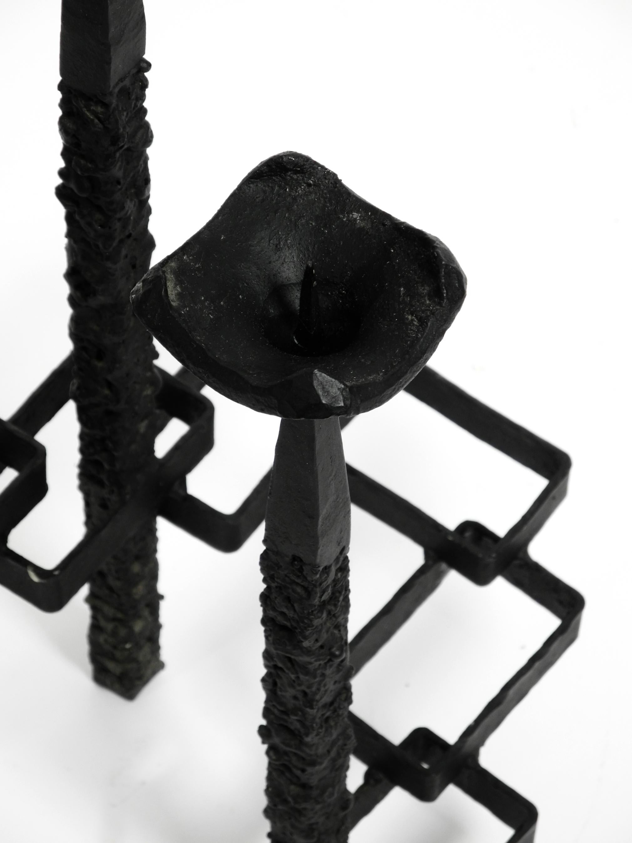 Large Floor or Table Candle Holder Made of Wrought Iron in Brutalist Design  For Sale 1