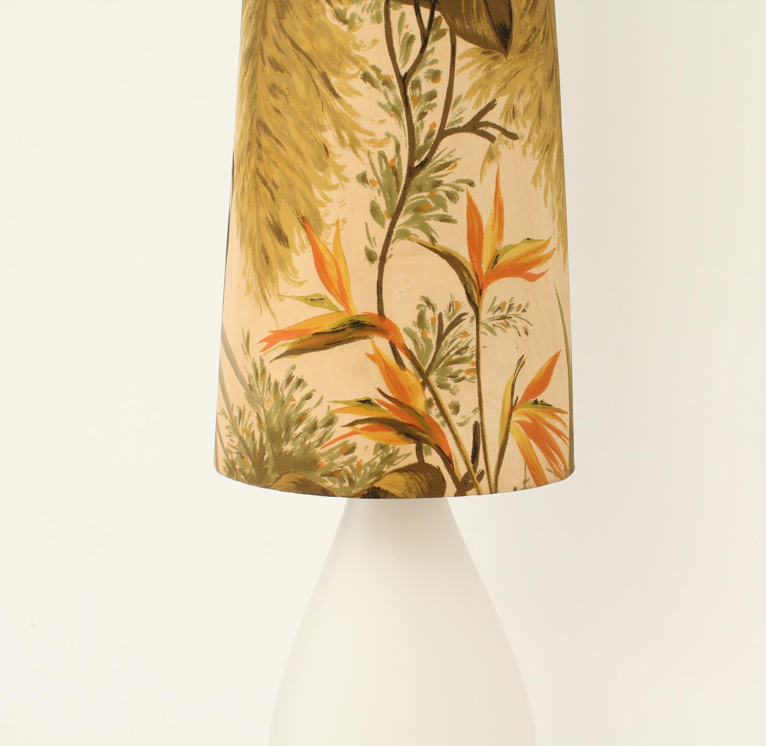 Mid-Century Modern Large Floor or Table Lamp with Opal Glass Base, Germany, 1950's For Sale
