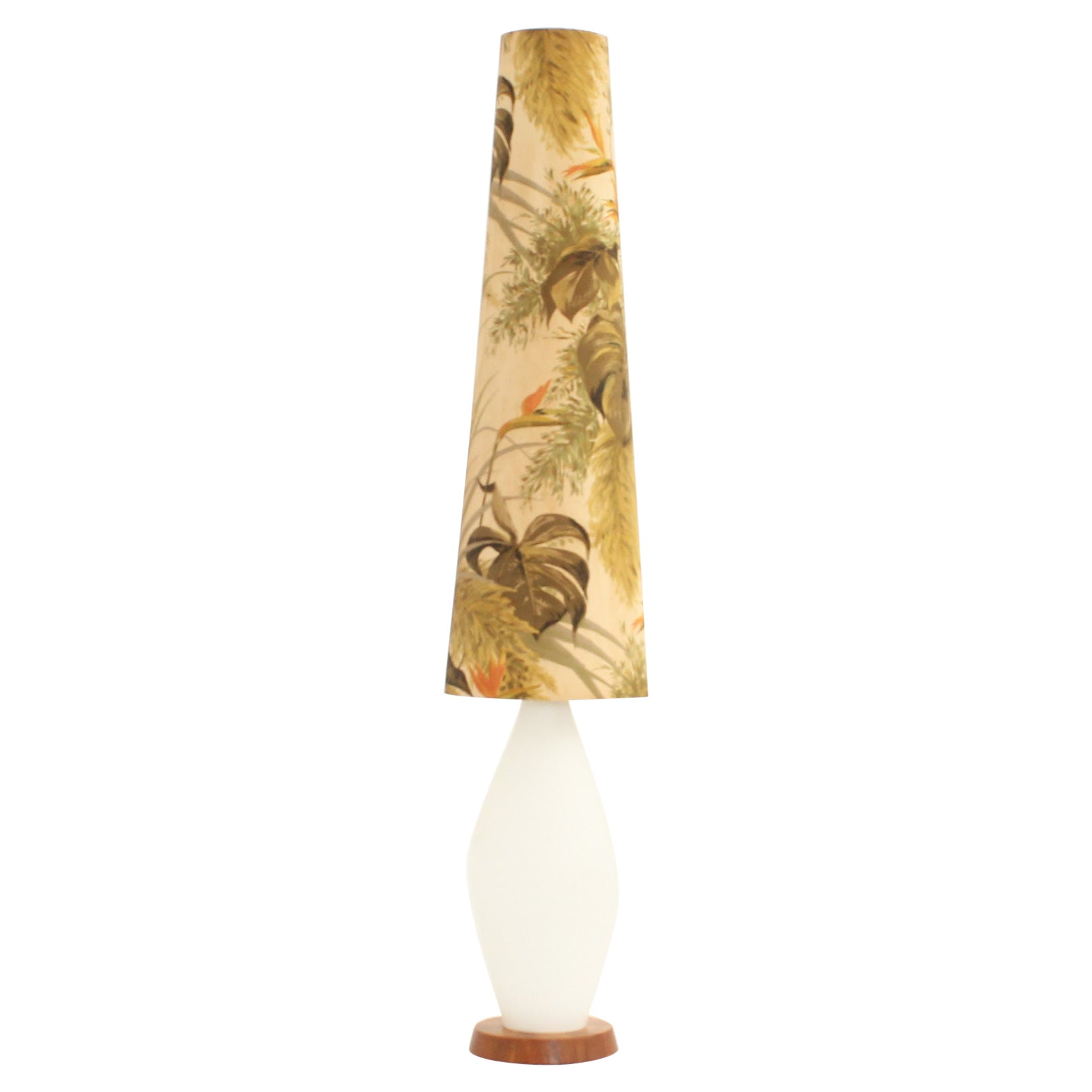 Large Floor or Table Lamp with Opal Glass Base, Germany, 1950's