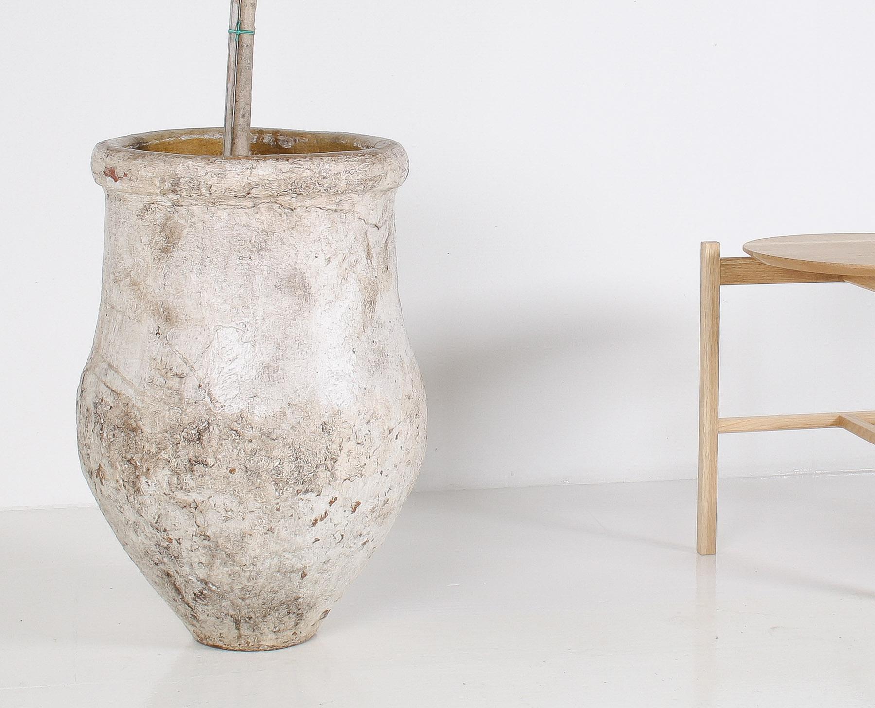 Spanish Large Floor Standing Amphora Olive Pot Garden Planter with Weathered Aged Patina